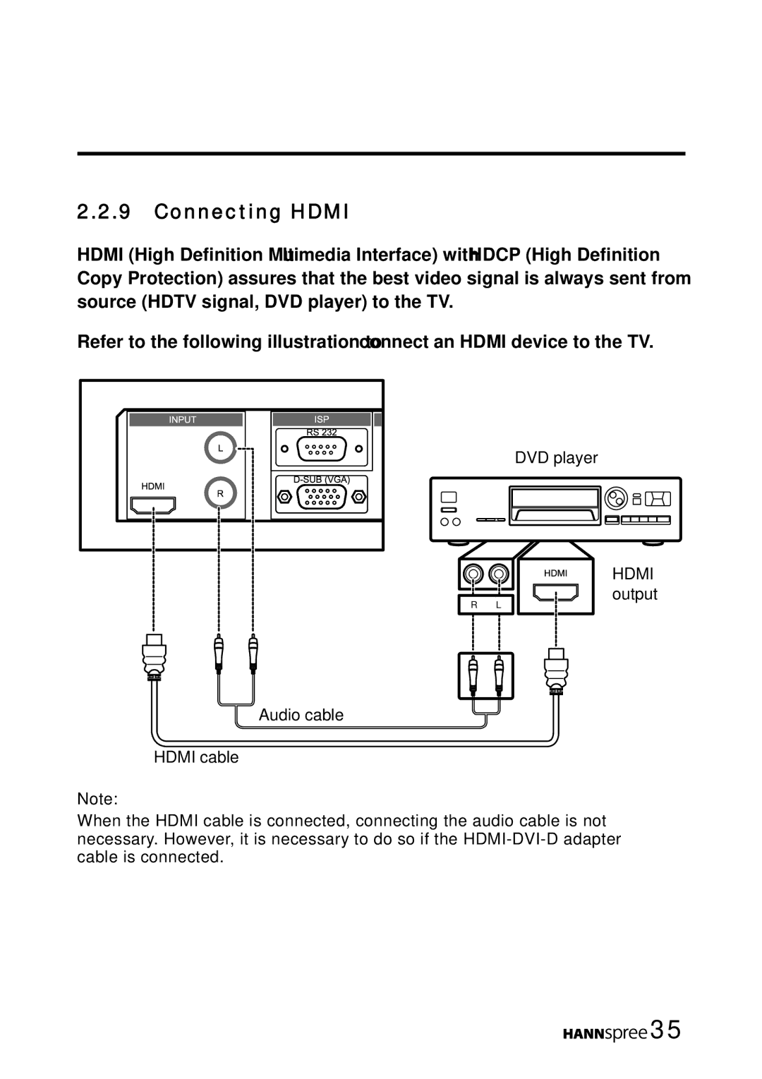 HANNspree LT16-26U1-000 manual Connecting Hdmi 