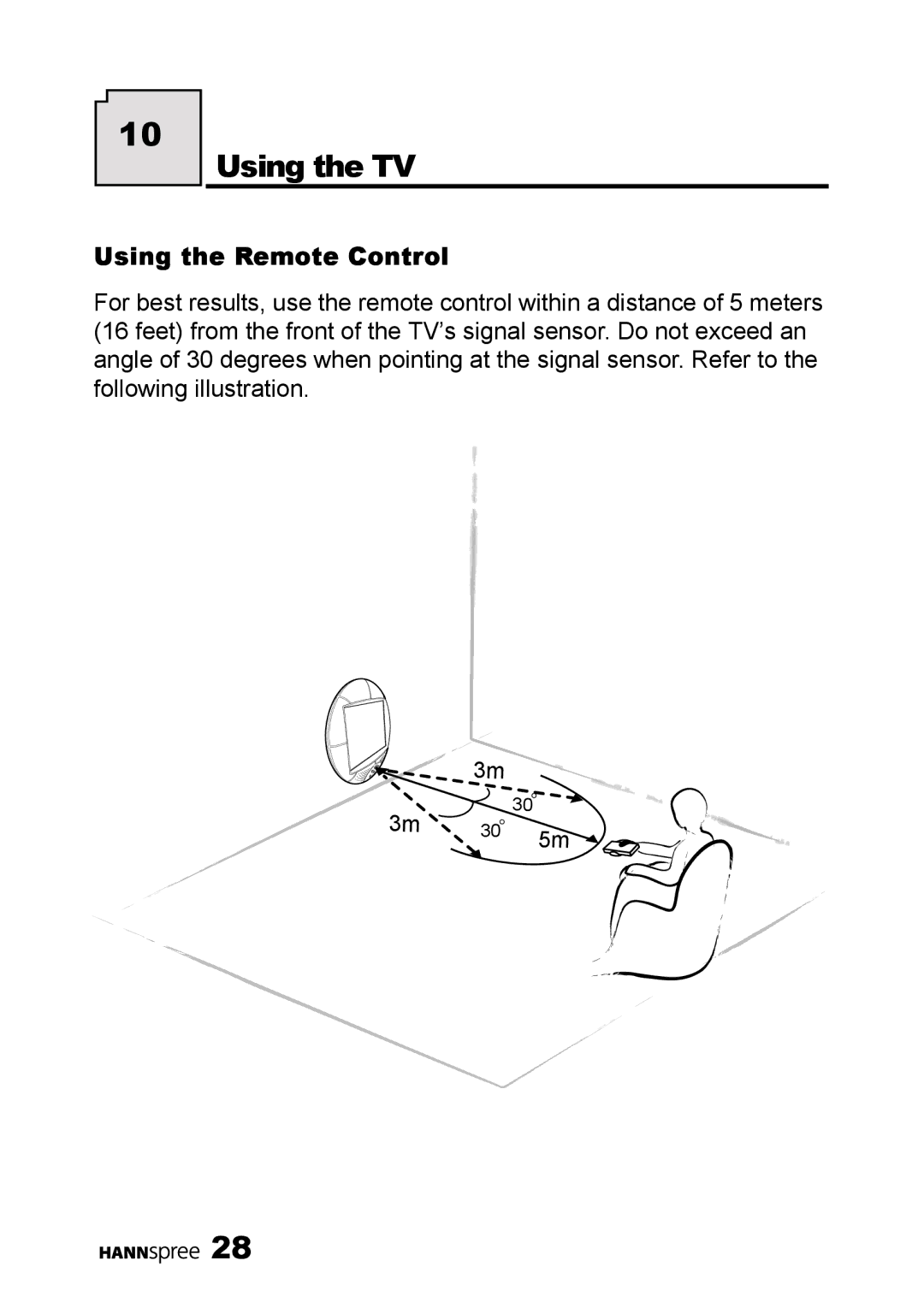 HANNspree MAC-001056 manual Using the TV, Using the Remote Control 