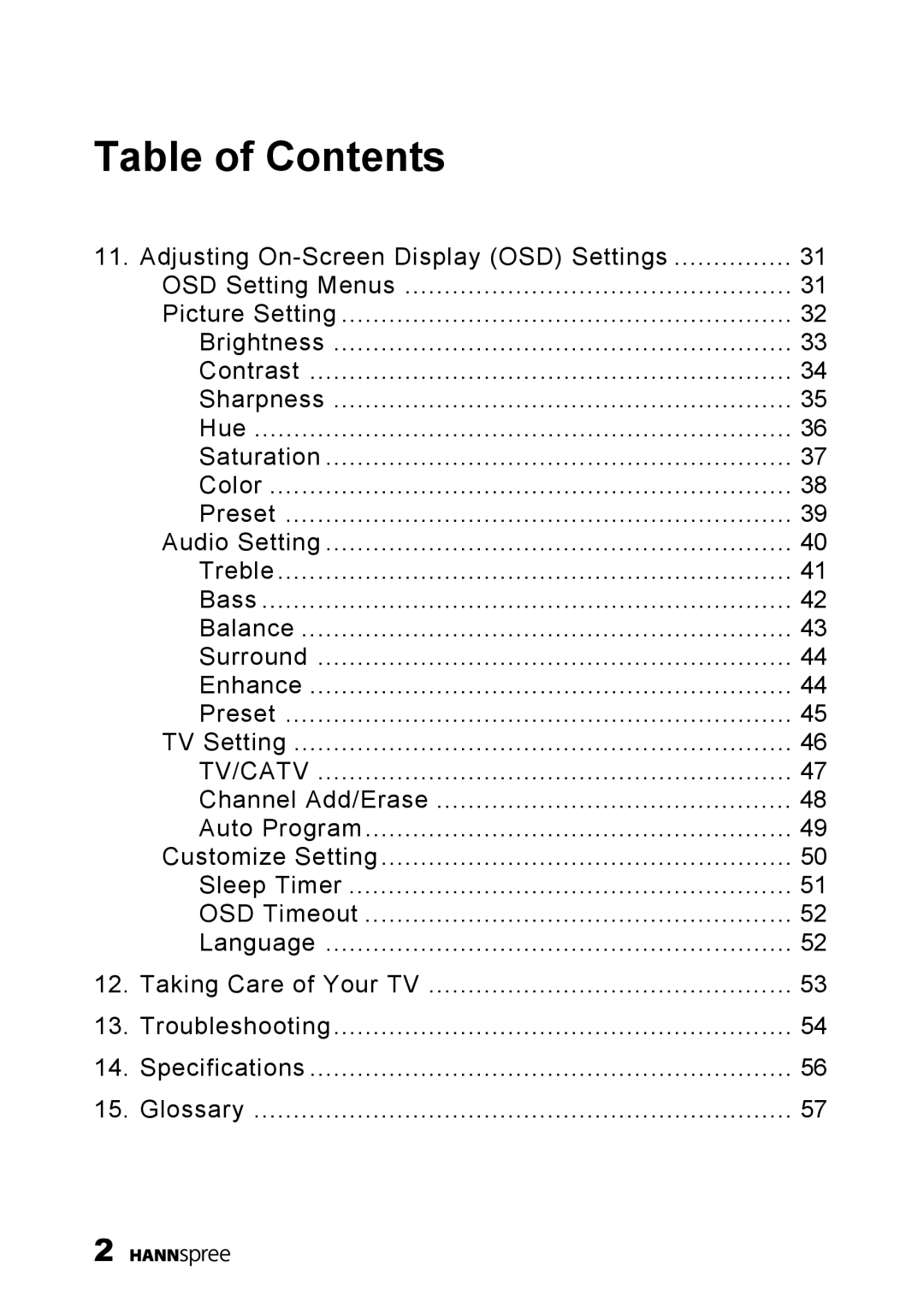 HANNspree MAC-001056 manual Tv/Catv 