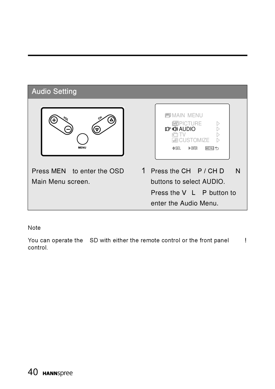 HANNspree MAC-001056 manual Audio Setting 