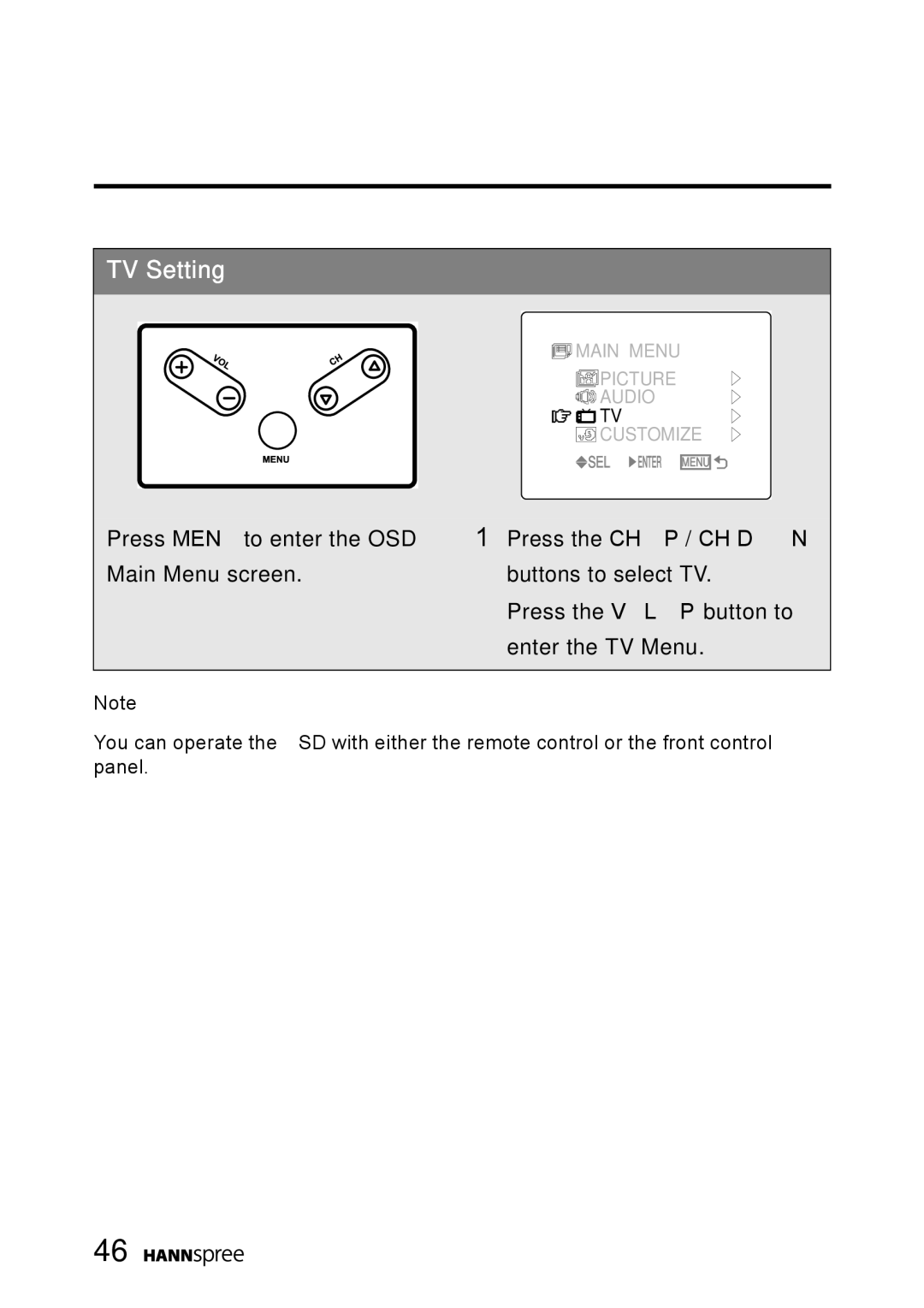 HANNspree MAC-001056 manual TV Setting 