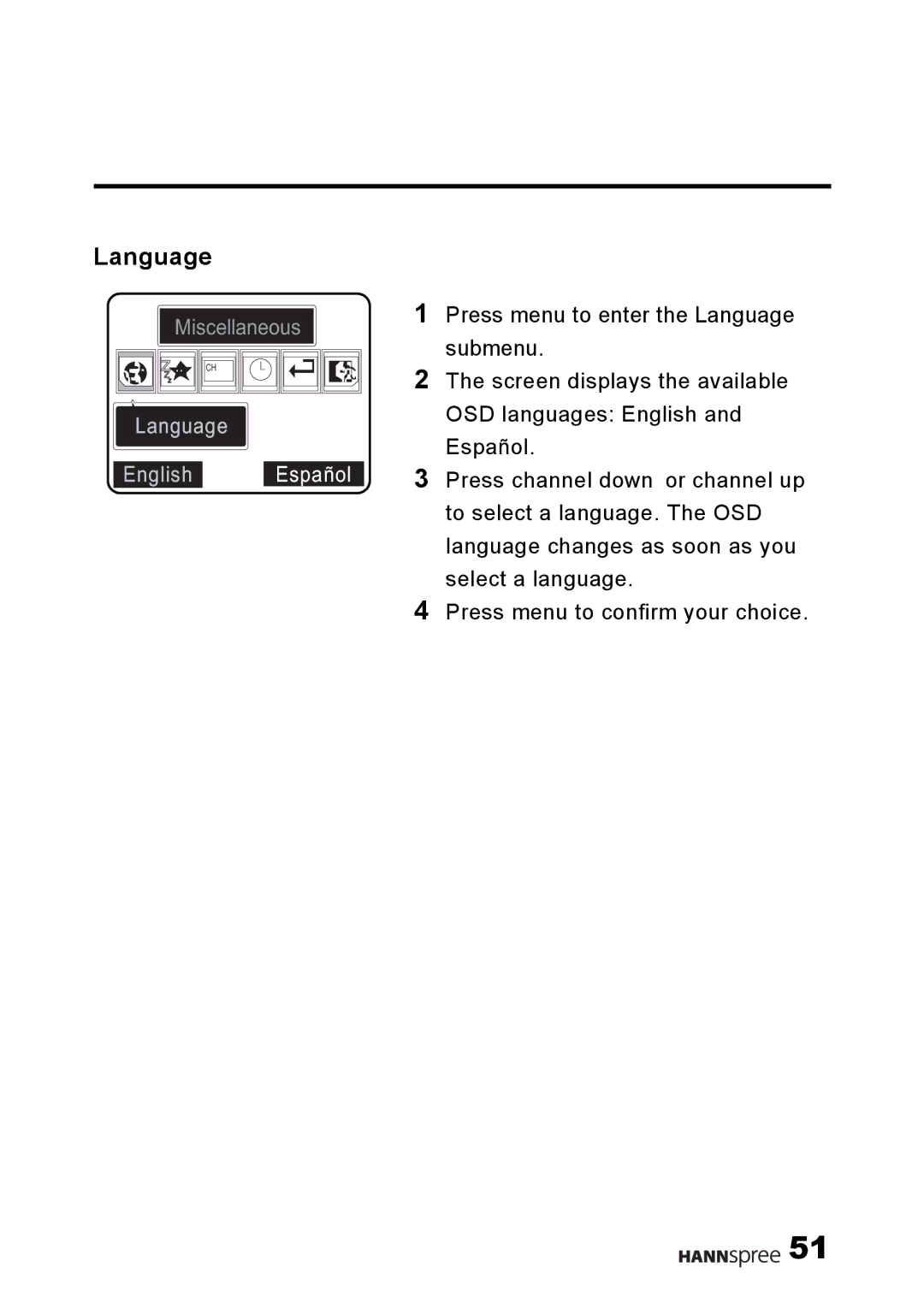 HANNspree MAK-000001 user manual Language English Español 