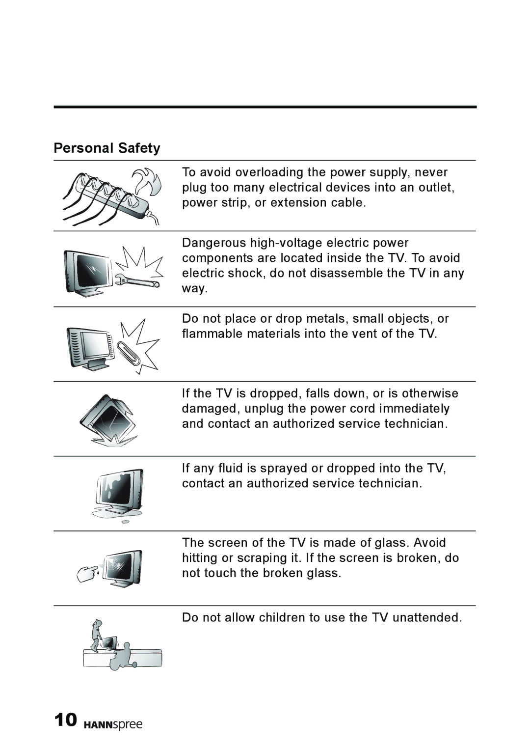 HANNspree MAK-000011 user manual Personal Safety 