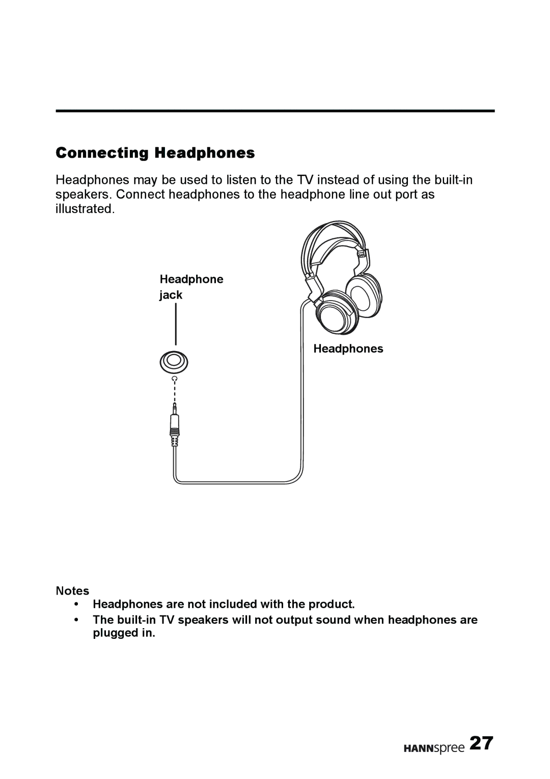 HANNspree MAK-000011 user manual Connecting Headphones 