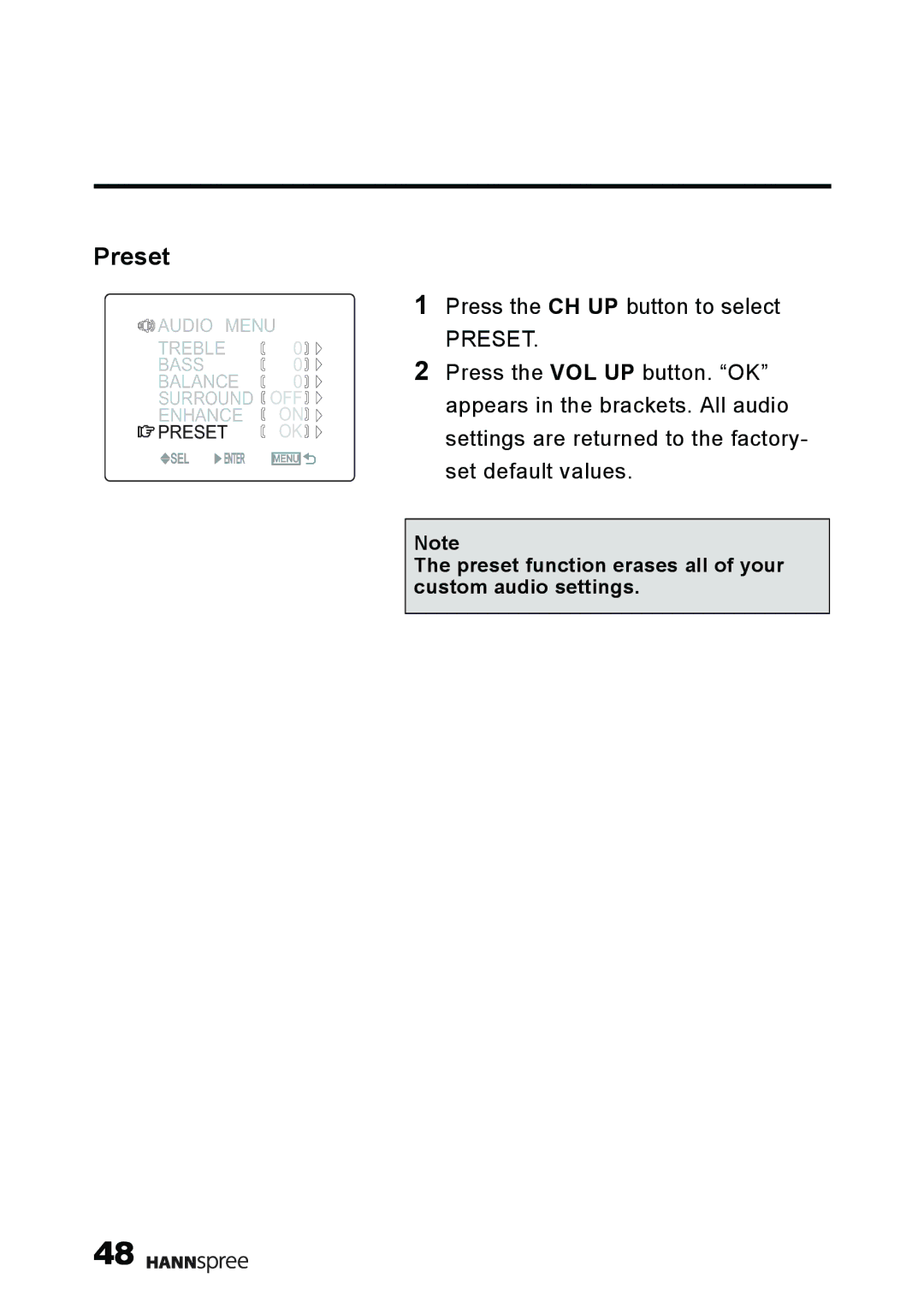 HANNspree MAK-000011 user manual Press the CH UP button to select 