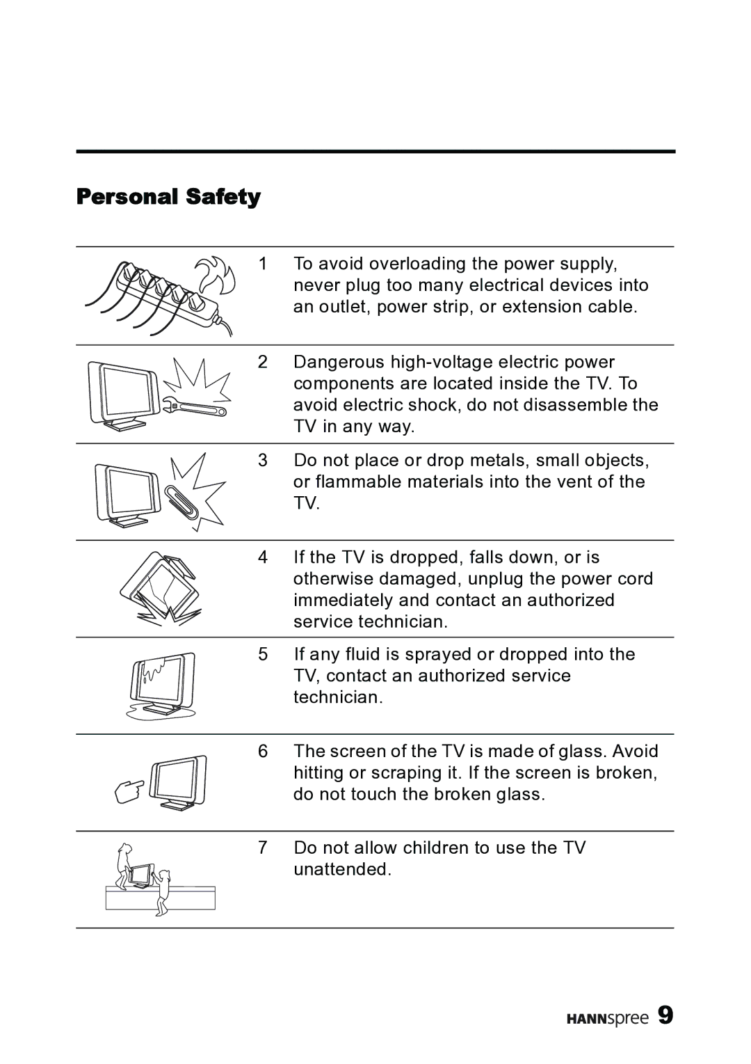 HANNspree MAK-000019 user manual Personal Safety 