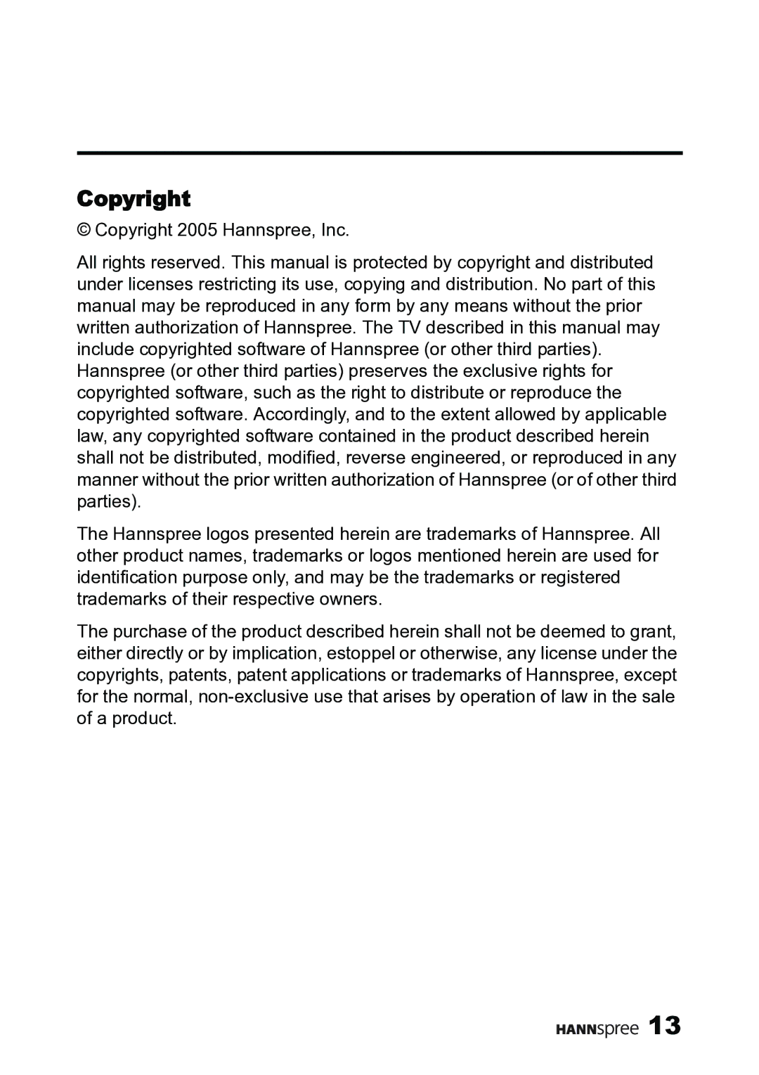 HANNspree MAK-000019 user manual Copyright 