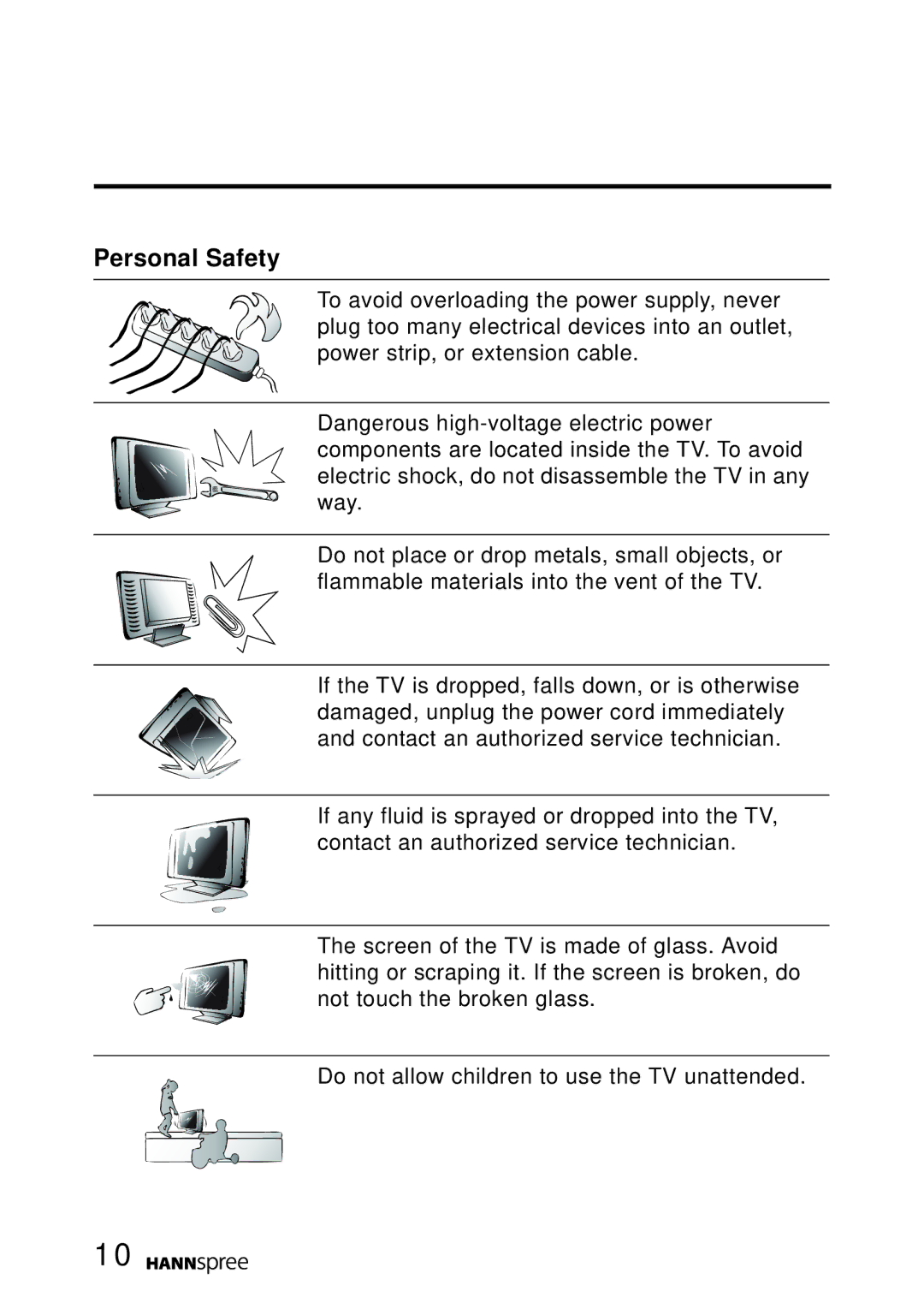 HANNspree MAK-000022 user manual Personal Safety 