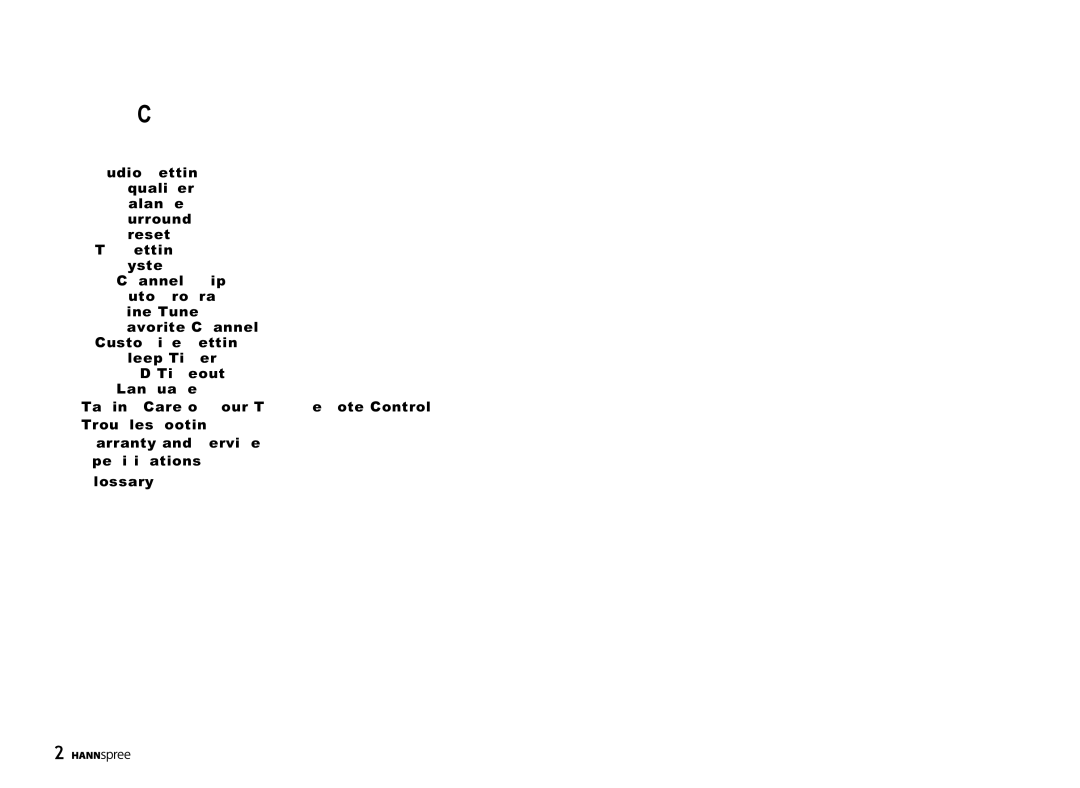 HANNspree MAK-000022 user manual Table of Contents 