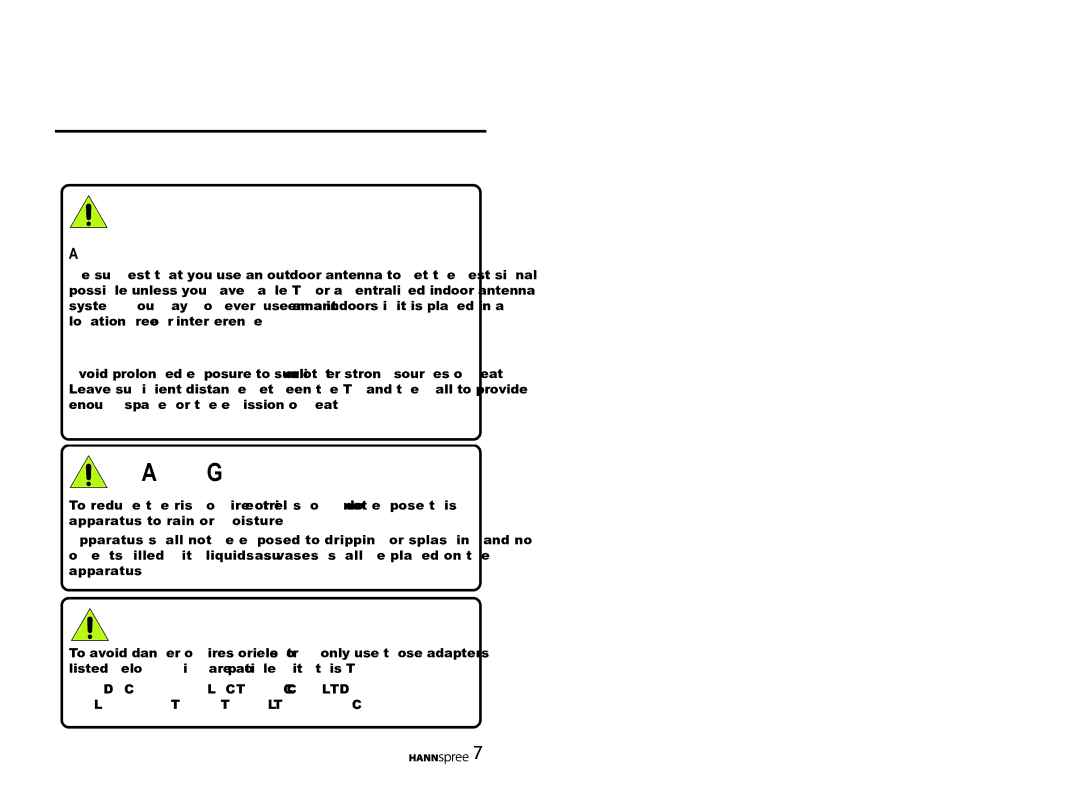 HANNspree MAK-000022 user manual Installation Safety Notes, Power 