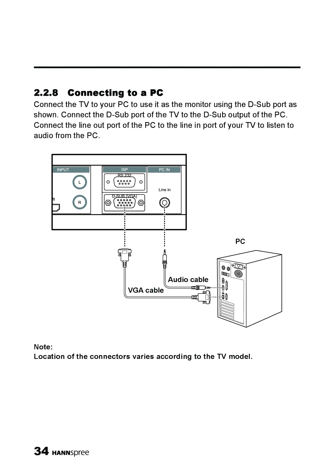 HANNspree MAK-000039 manual Connecting to a PC 