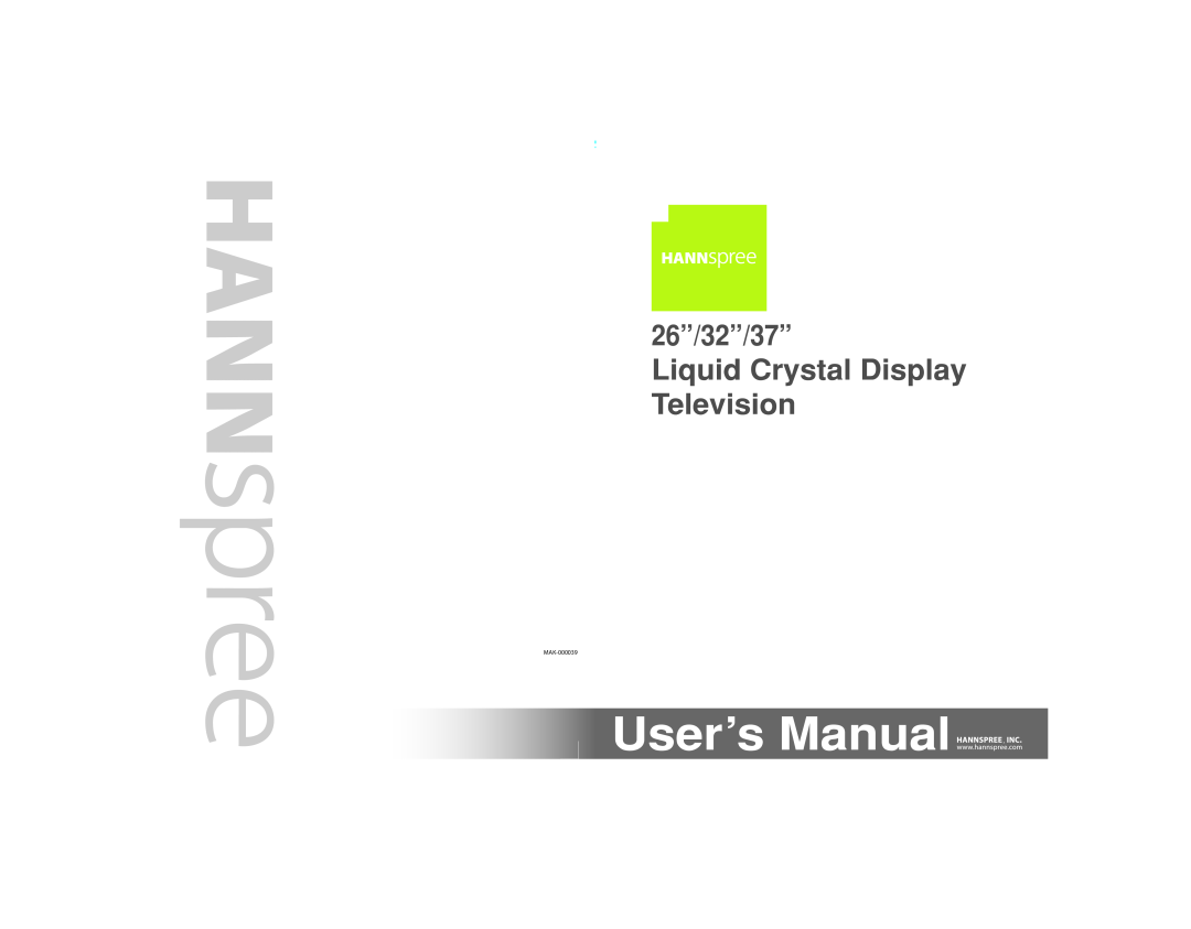 HANNspree MAK-000039 manual 