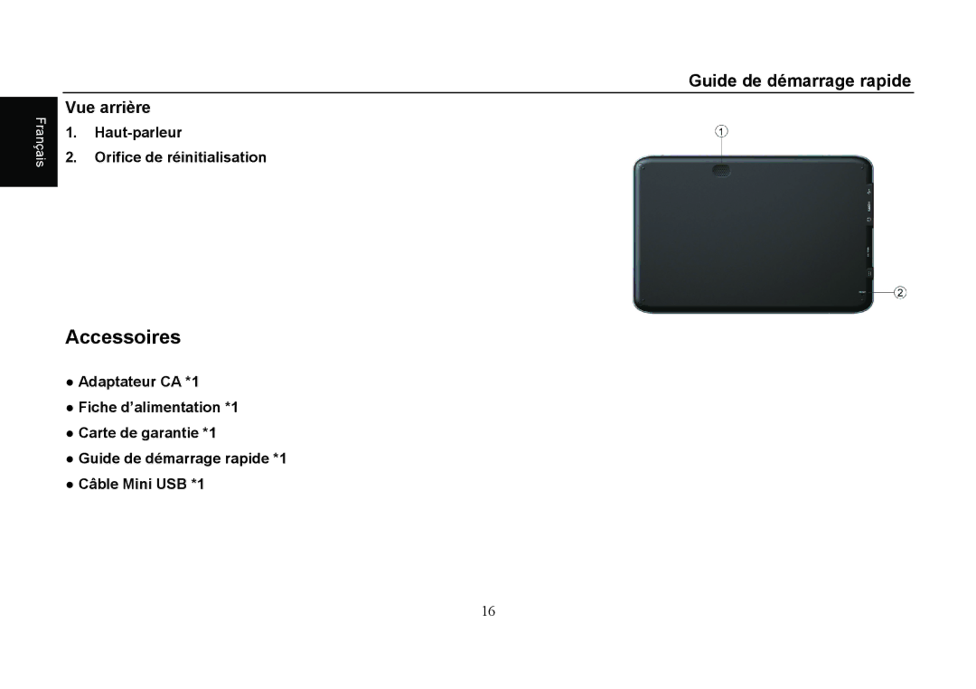 HANNspree SN10T1 quick start Accessoires, Vue arrière 