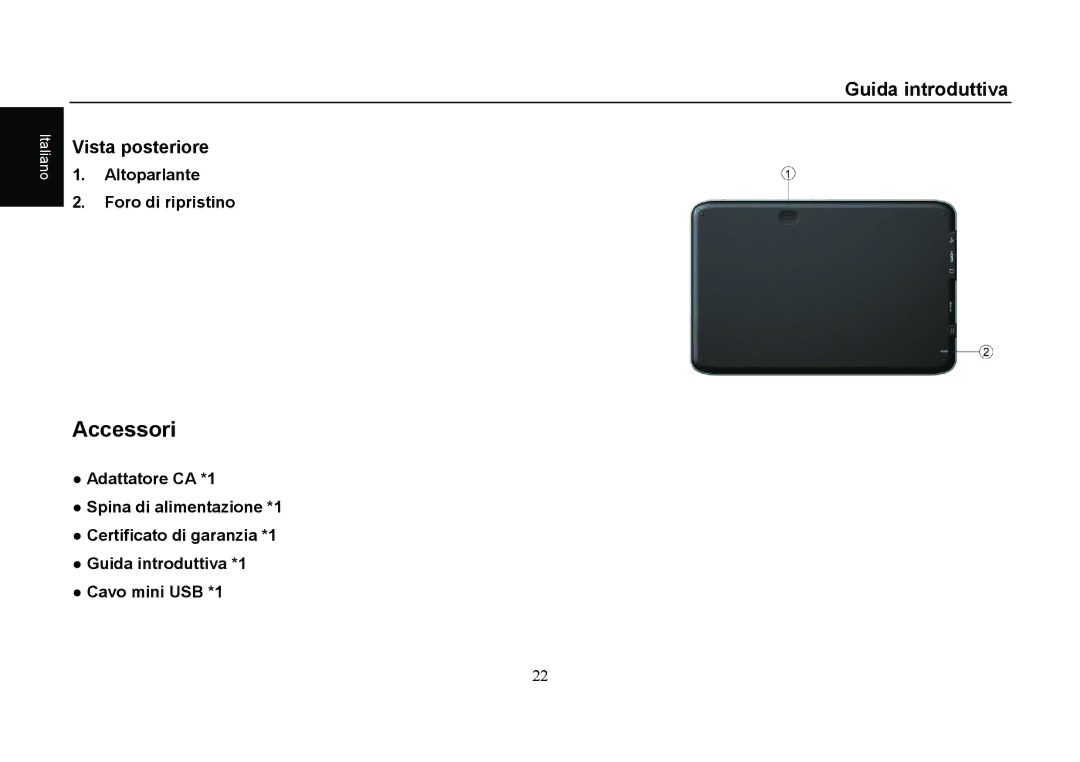 HANNspree SN10T1 quick start Accessori, Vista posteriore 