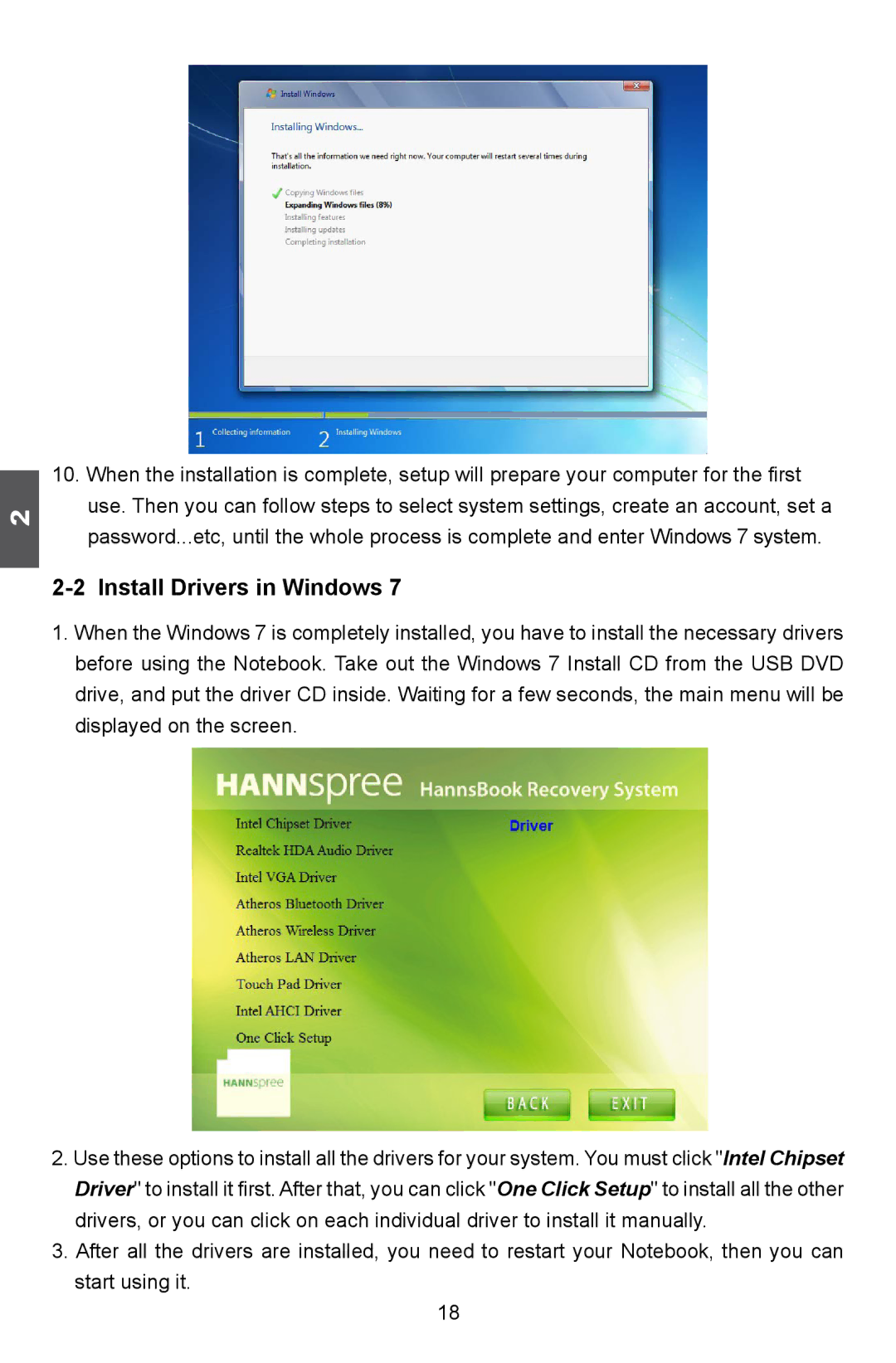 HANNspree SN12E2 manual Install Drivers in Windows 