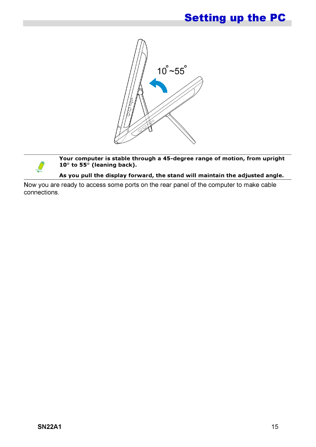 HANNspree SN22A1 user manual Setting up the PC 