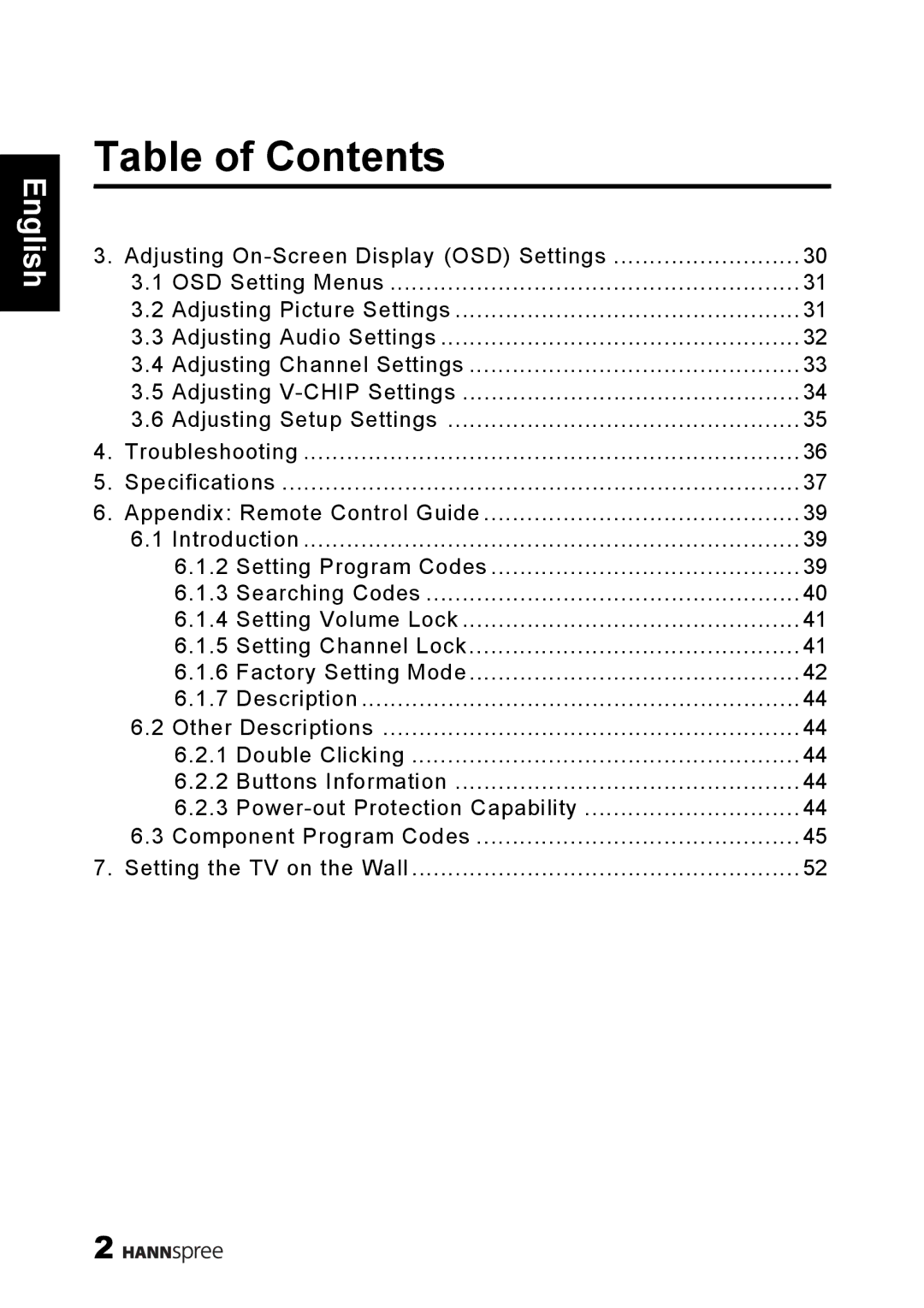 HANNspree S_ST55F_UM_US_V01_H manual Table of Contents 