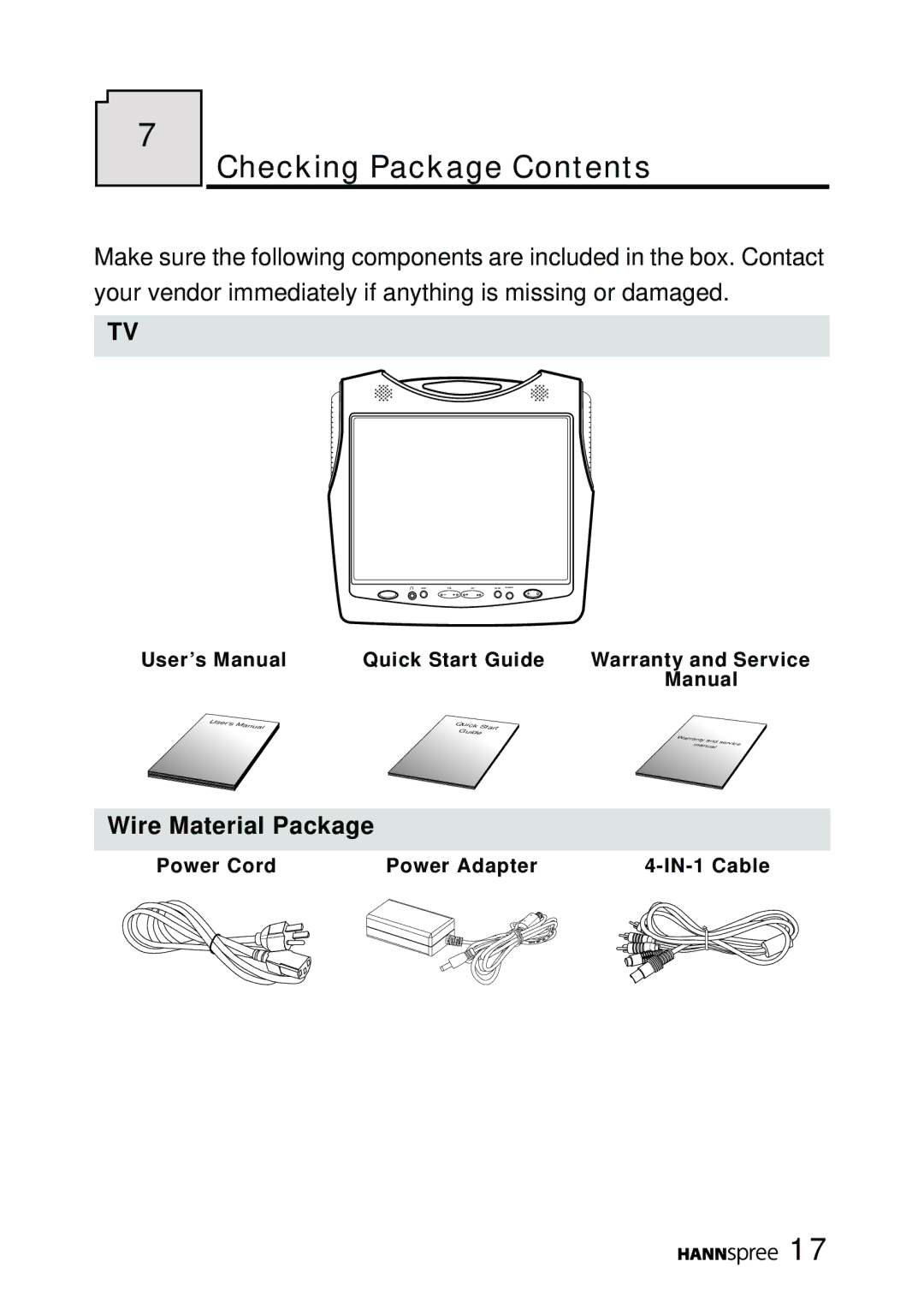 HANNspree ST02-15A1 user manual Checking Package Contents 