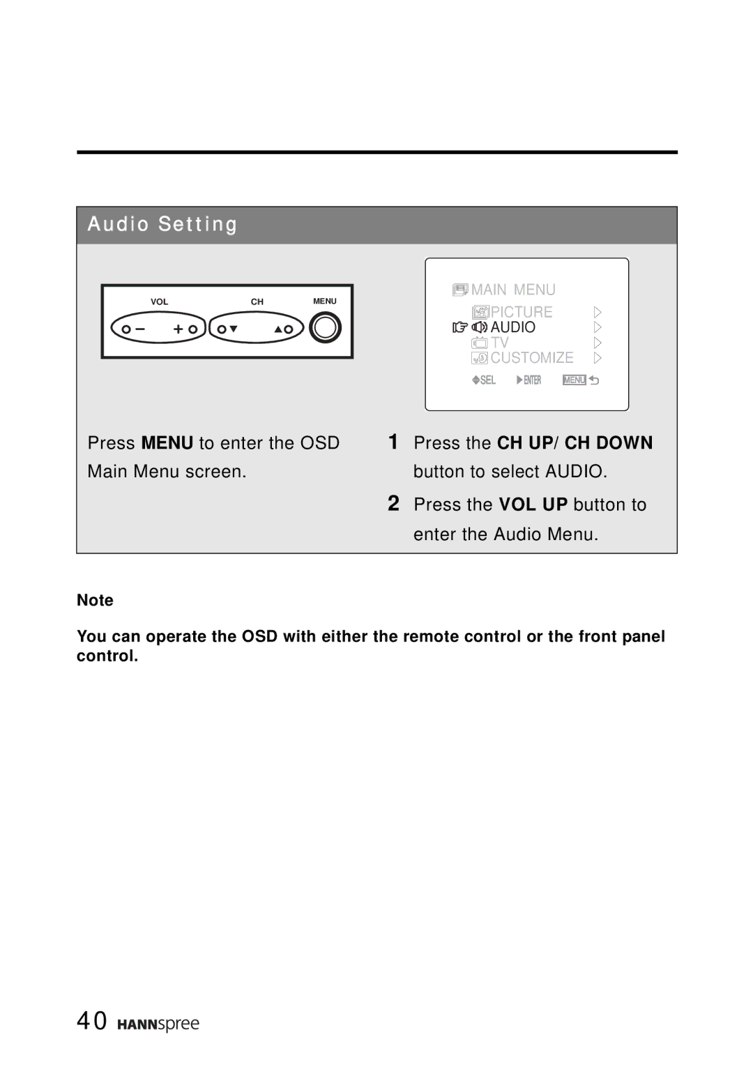 HANNspree ST02-15A1 user manual Audio Setting 