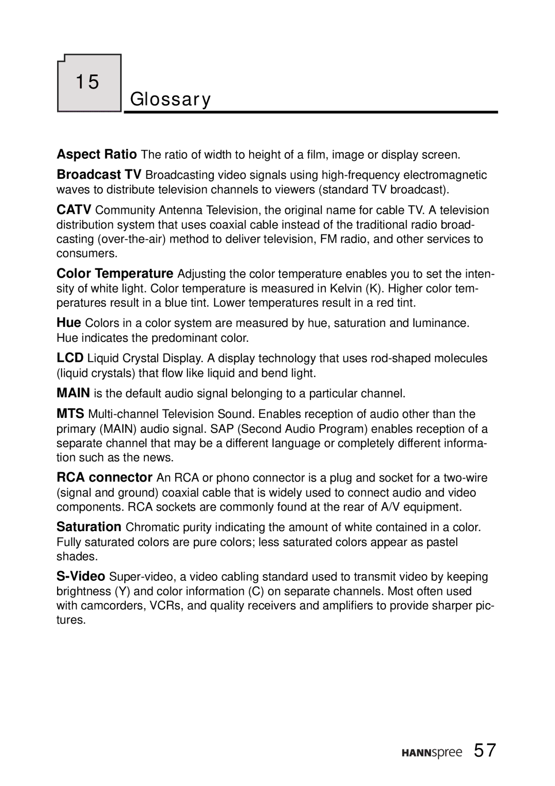 HANNspree ST02-15A1 user manual Glossary 