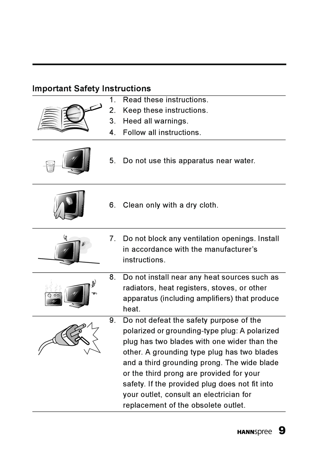 HANNspree ST03-15A1 manual Important Safety Instructions 