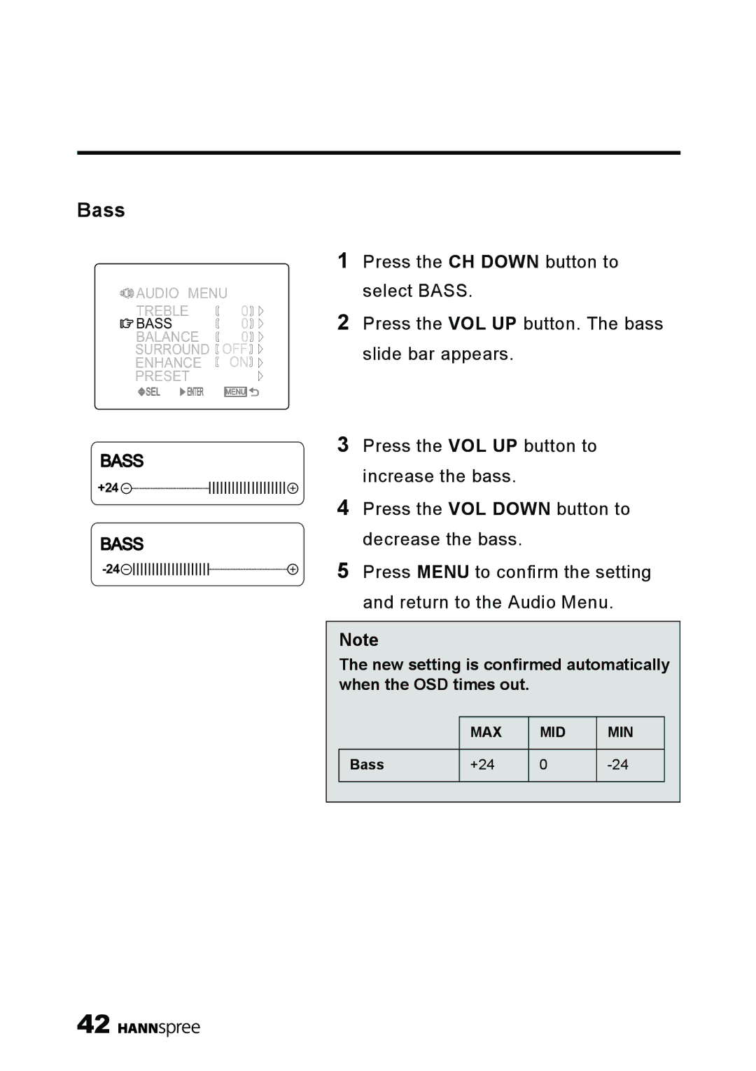 HANNspree ST03-15A1 manual Bass 