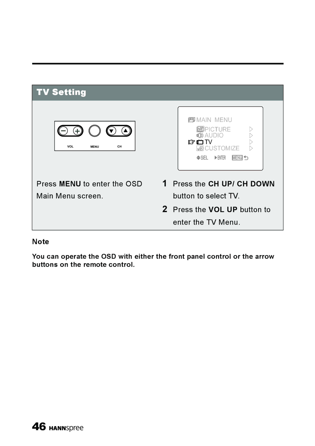 HANNspree ST03-15A1 manual TV Setting 