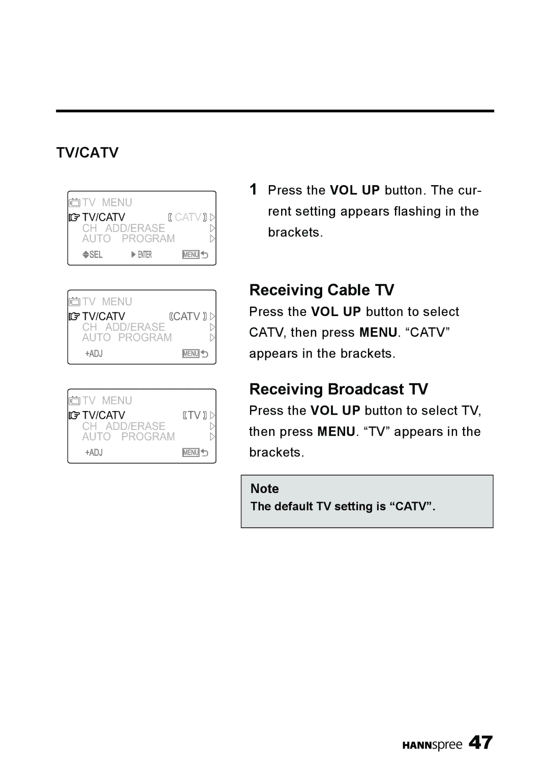 HANNspree ST03-15A1 manual Receiving Cable TV 