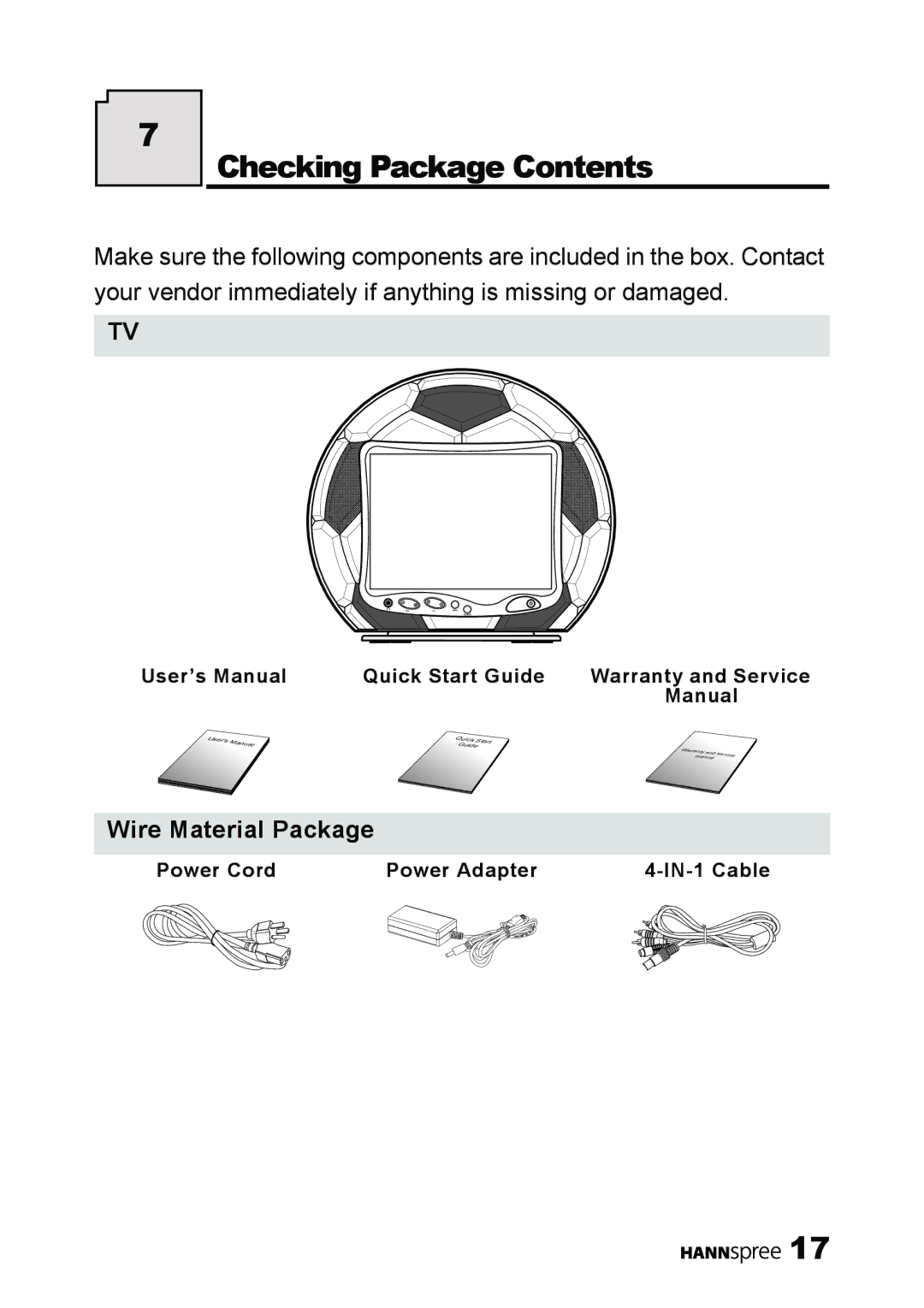 HANNspree ST08-10A1 user manual Checking Package Contents 