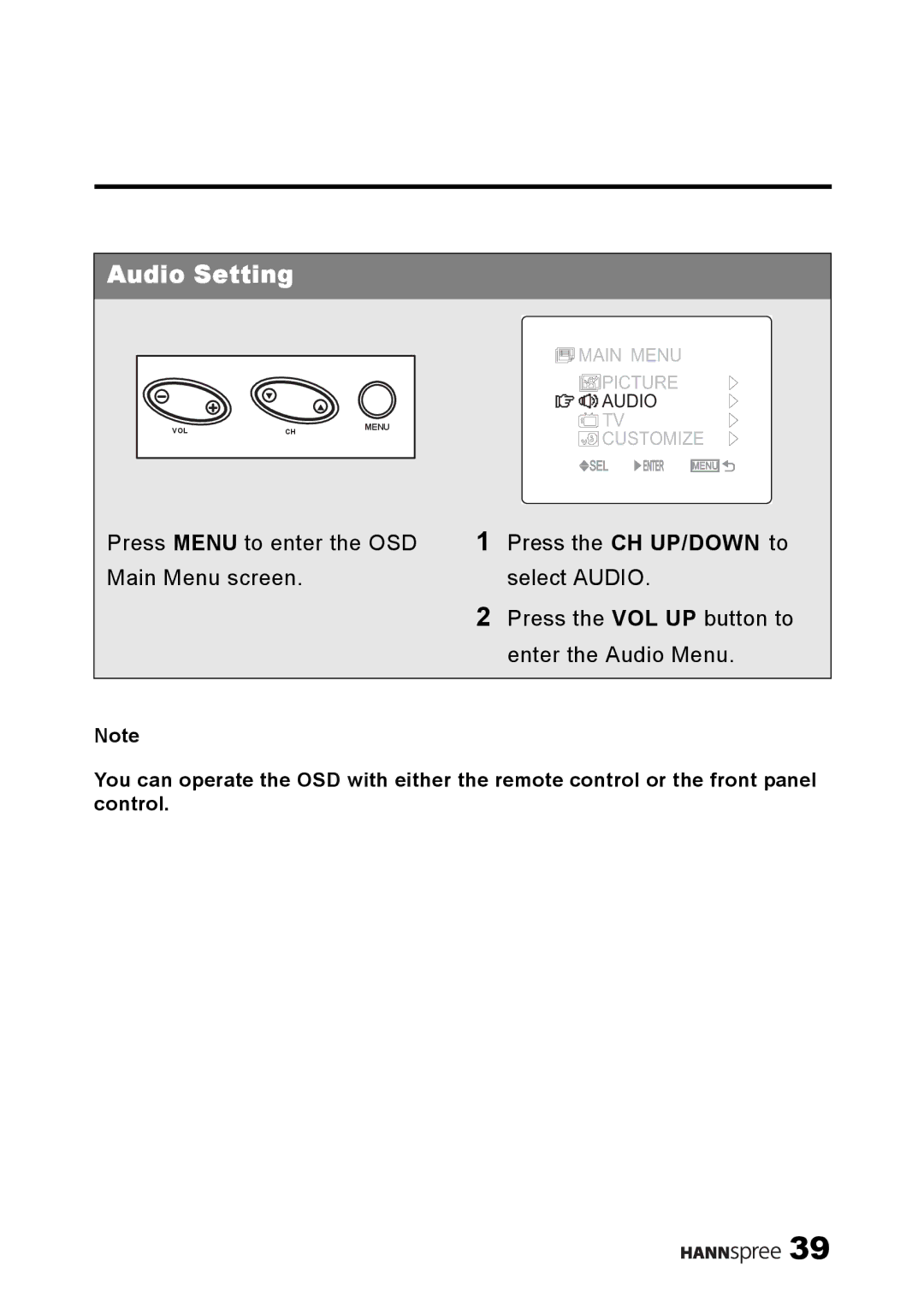 HANNspree ST08-10A1 user manual Audio Setting 