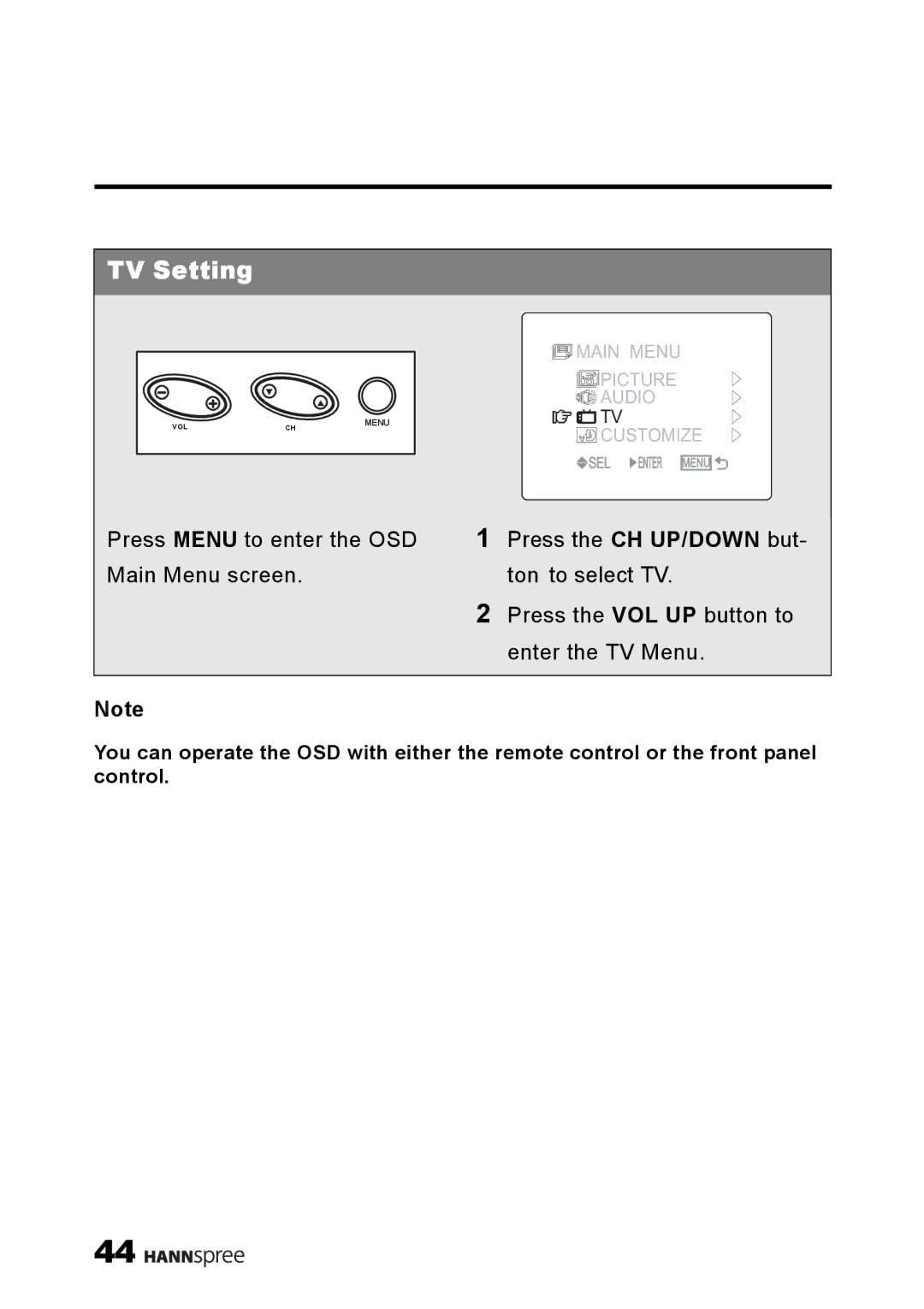 HANNspree ST08-10A1 user manual TV Setting 