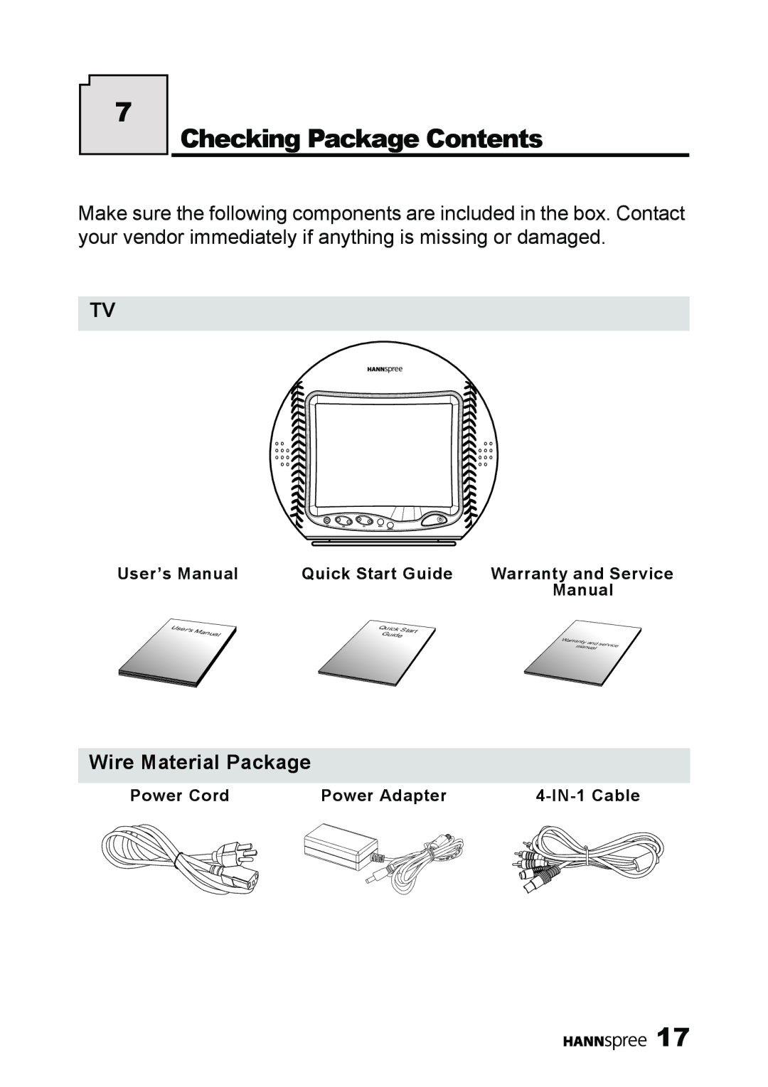 HANNspree ST09-10A1 user manual Checking Package Contents 