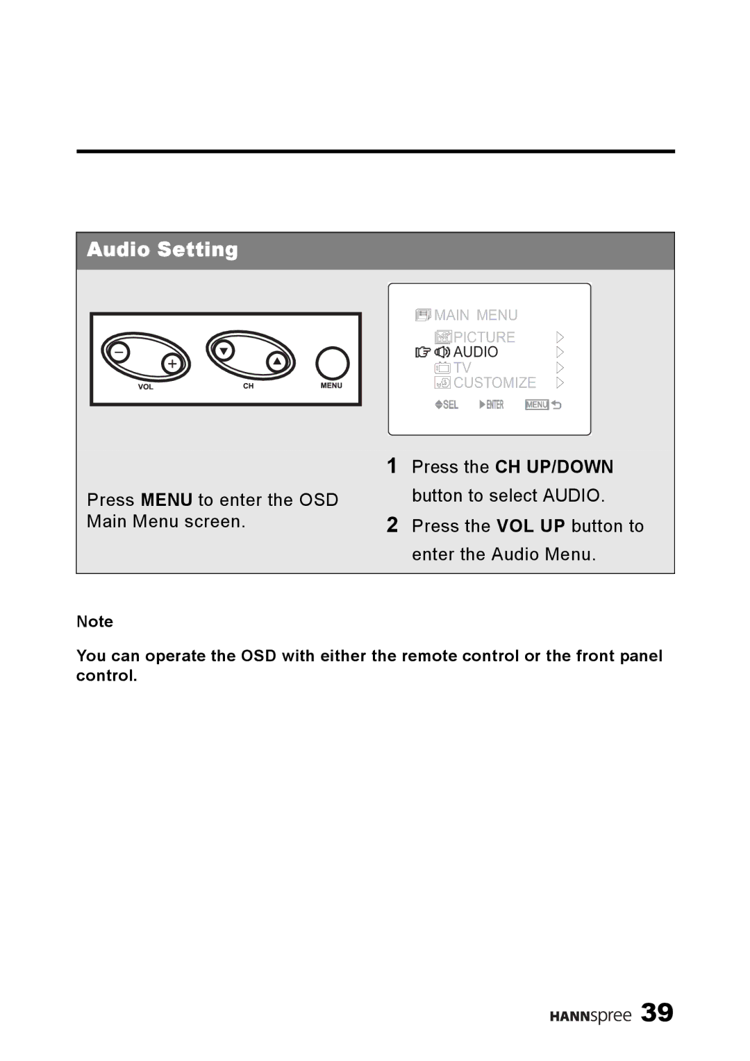 HANNspree ST09-10A1 user manual Audio Setting 