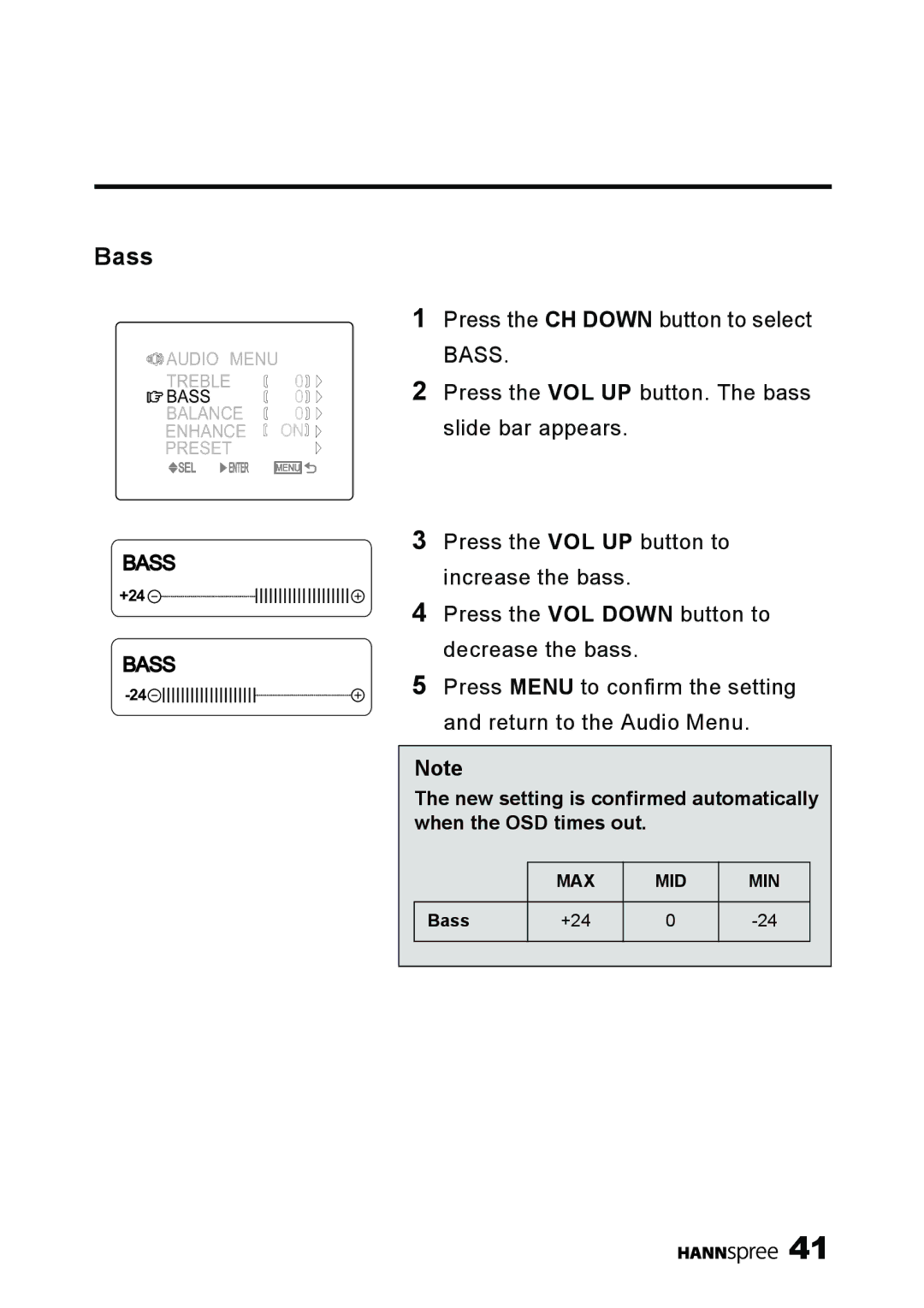 HANNspree ST09-10A1 user manual Bass 