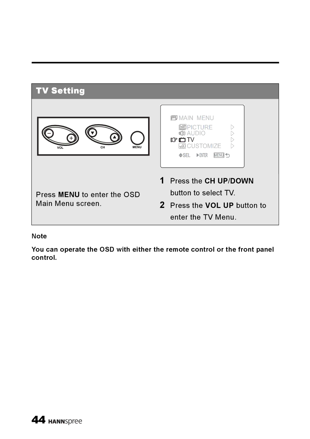 HANNspree ST09-10A1 user manual TV Setting 