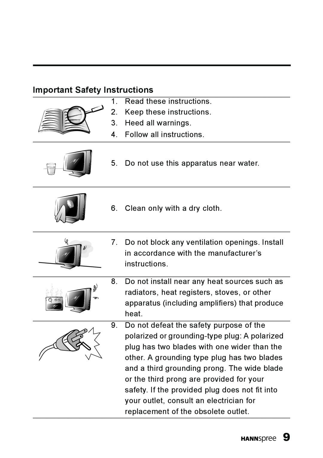 HANNspree ST09-10A1 user manual Important Safety Instructions 