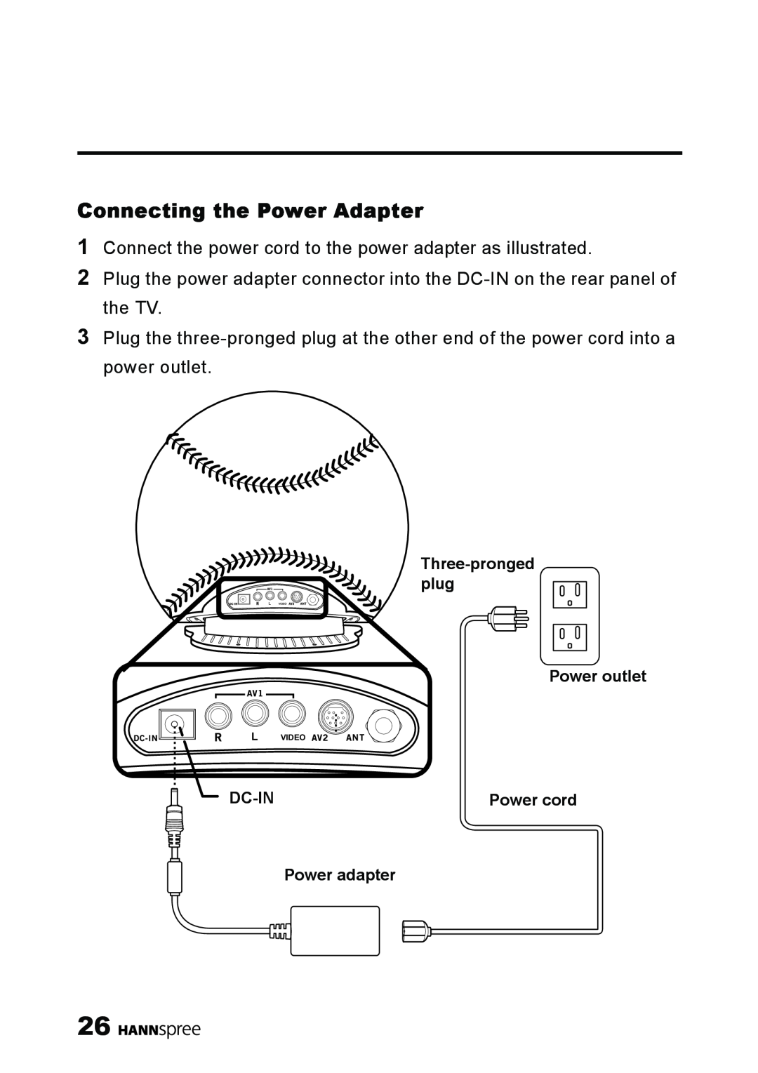 HANNspree ST09-10A1 user manual Connecting the Power Adapter 