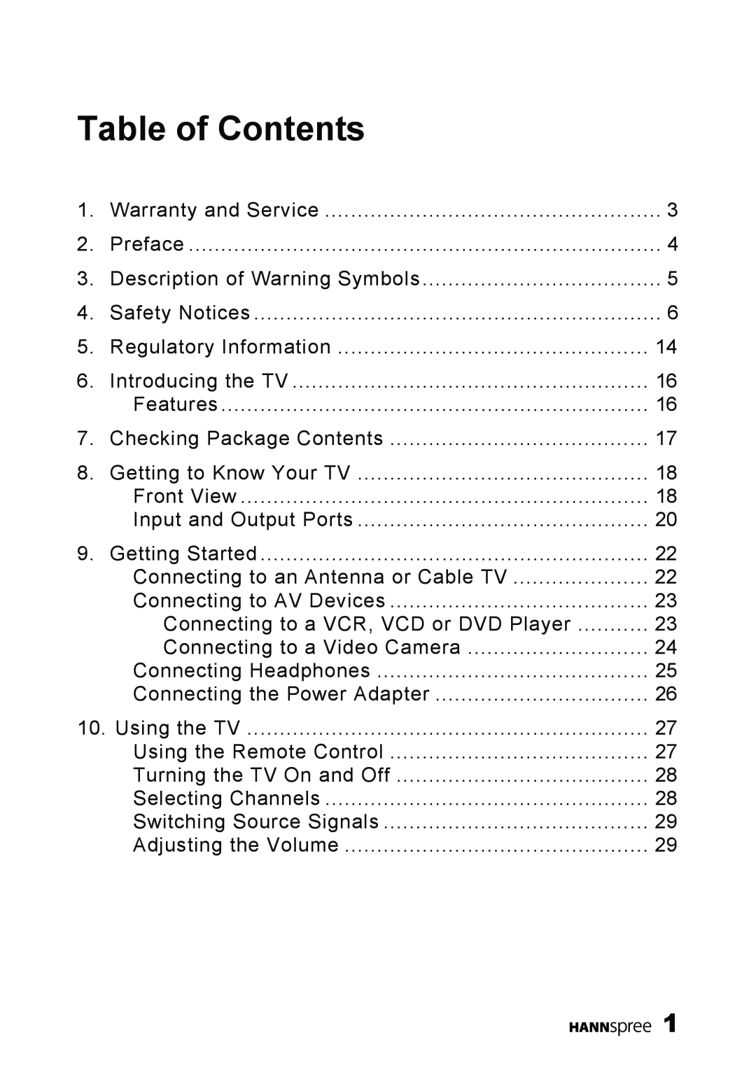 HANNspree ST09-10A1 user manual Table of Contents 