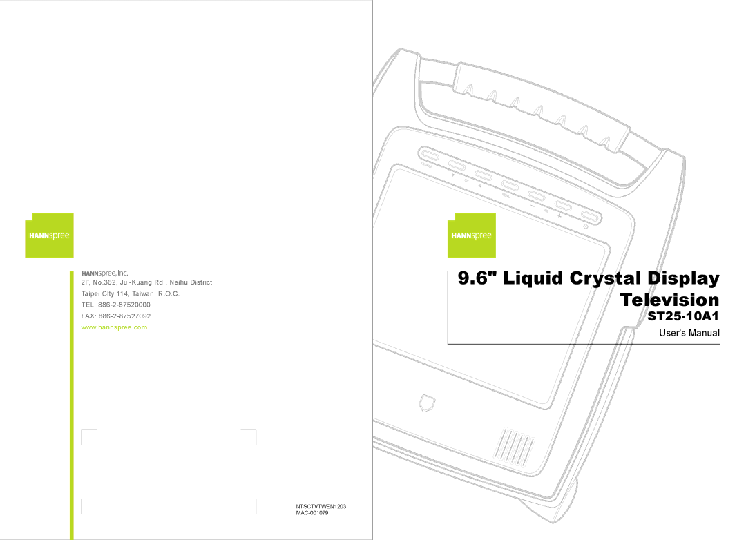 HANNspree ST25-10A1 user manual Liquid Crystal Display Television 