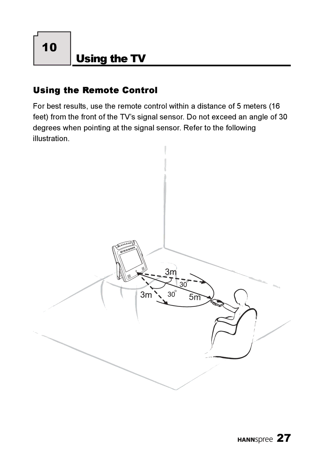 HANNspree ST25-10A1 user manual Using the TV, Using the Remote Control 