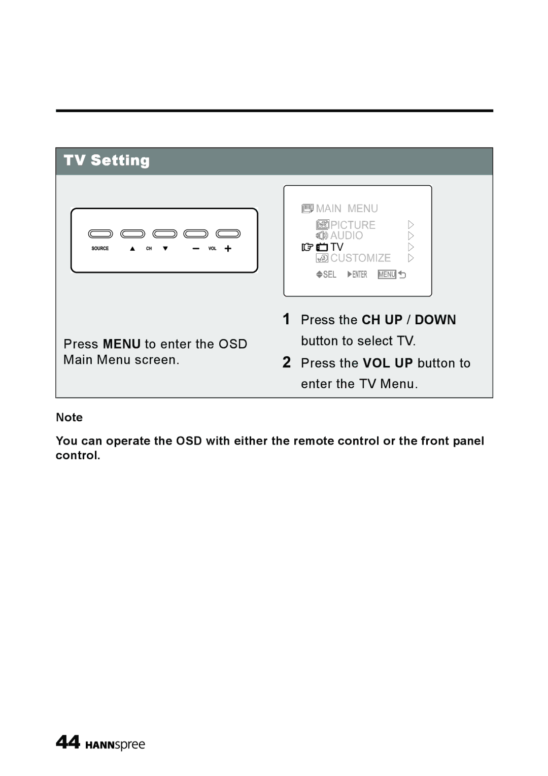 HANNspree ST25-10A1 user manual TV Setting 