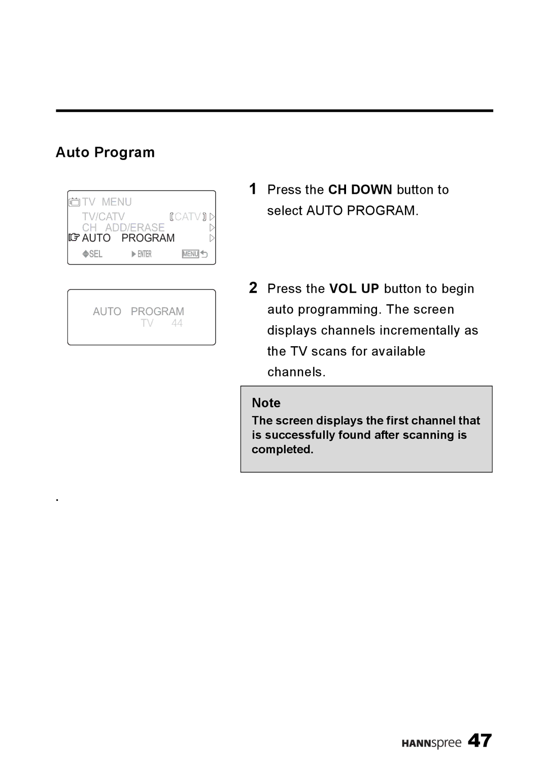 HANNspree ST25-10A1 user manual Auto Program 