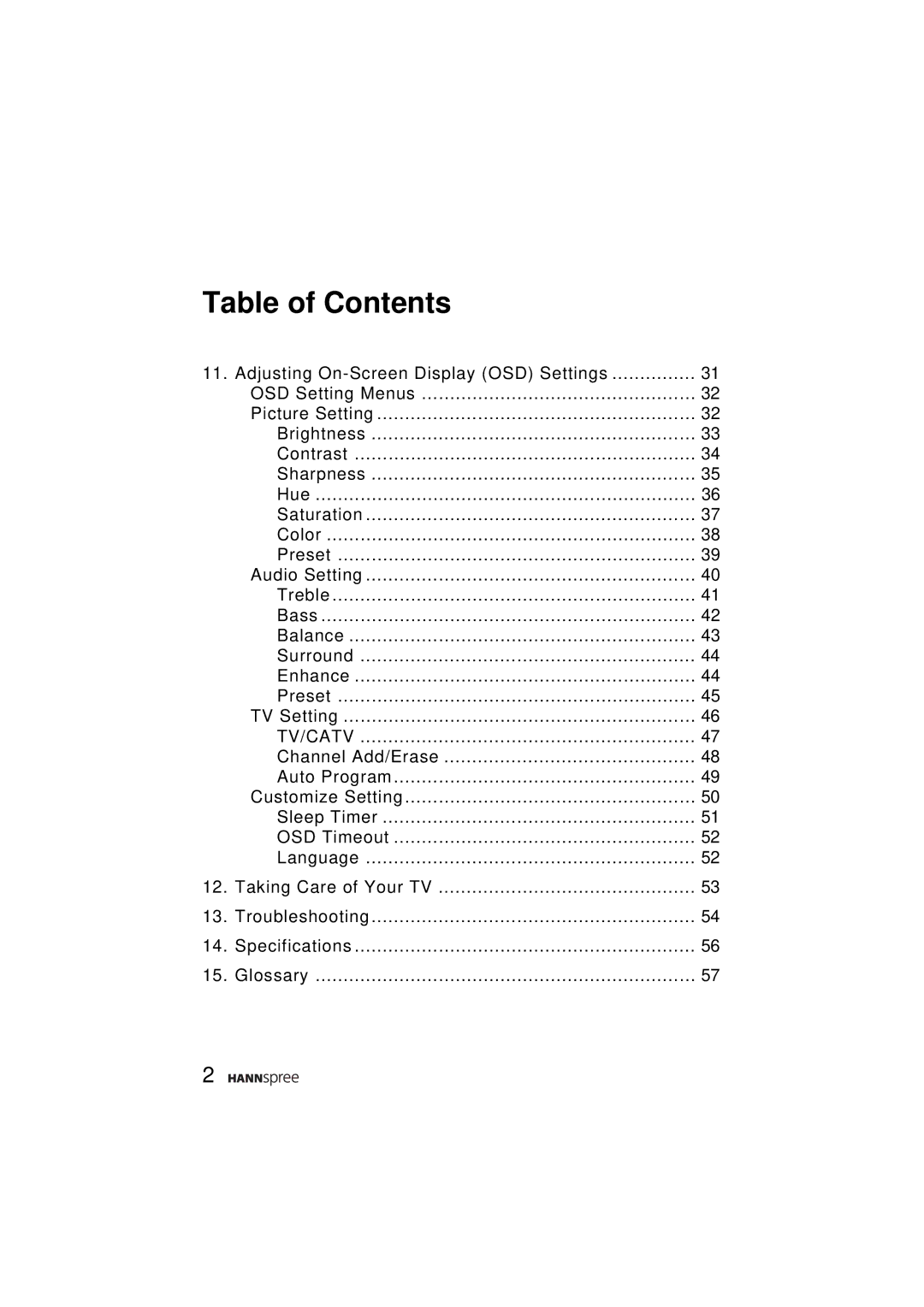 HANNspree ST31-15A1 user manual Tv/Catv 