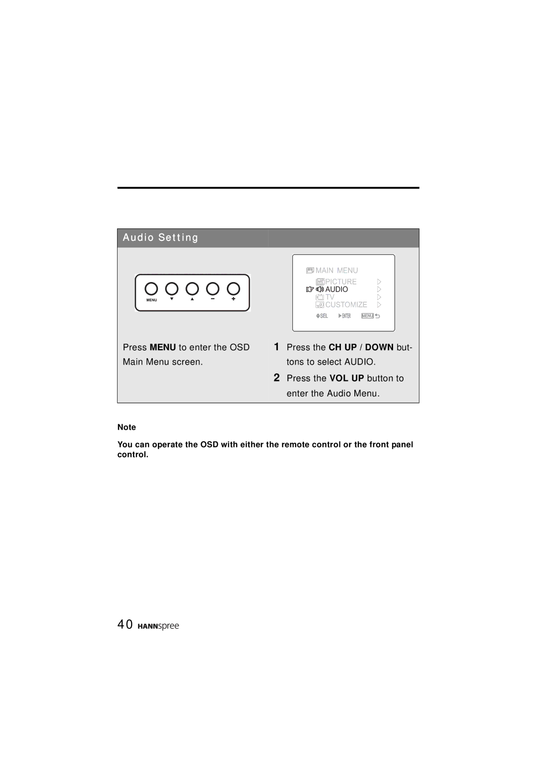 HANNspree ST31-15A1 user manual Audio Setting 