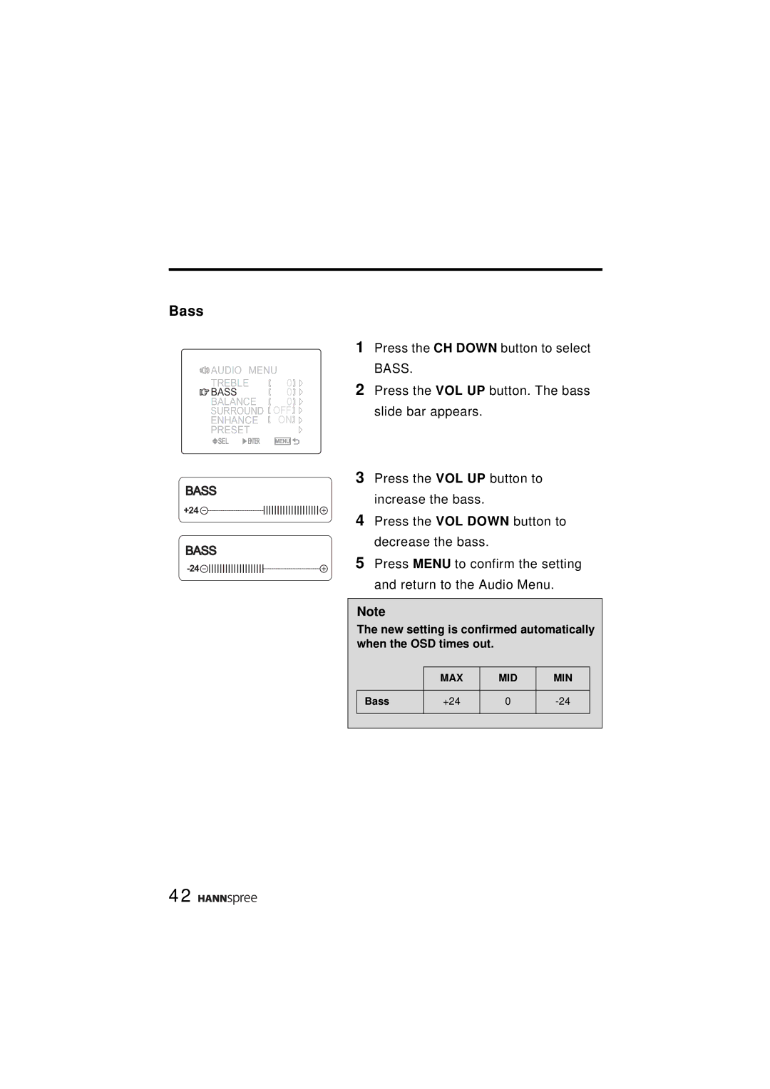 HANNspree ST31-15A1 user manual Bass 