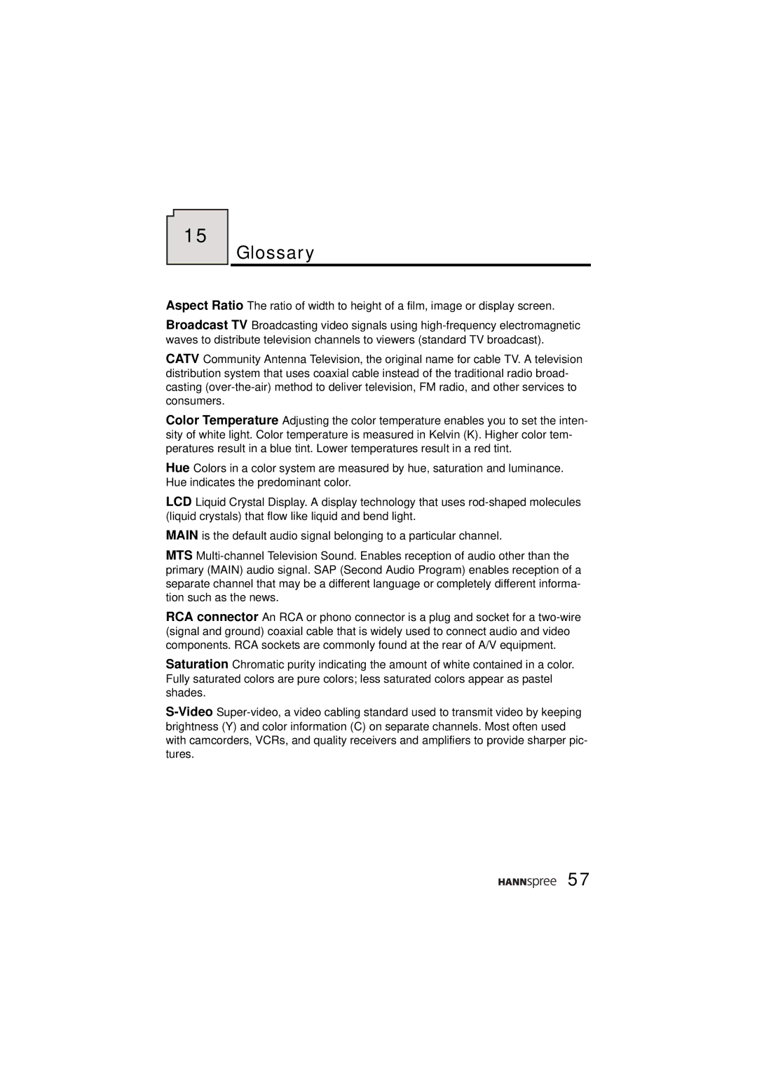 HANNspree ST31-15A1 user manual Glossary 