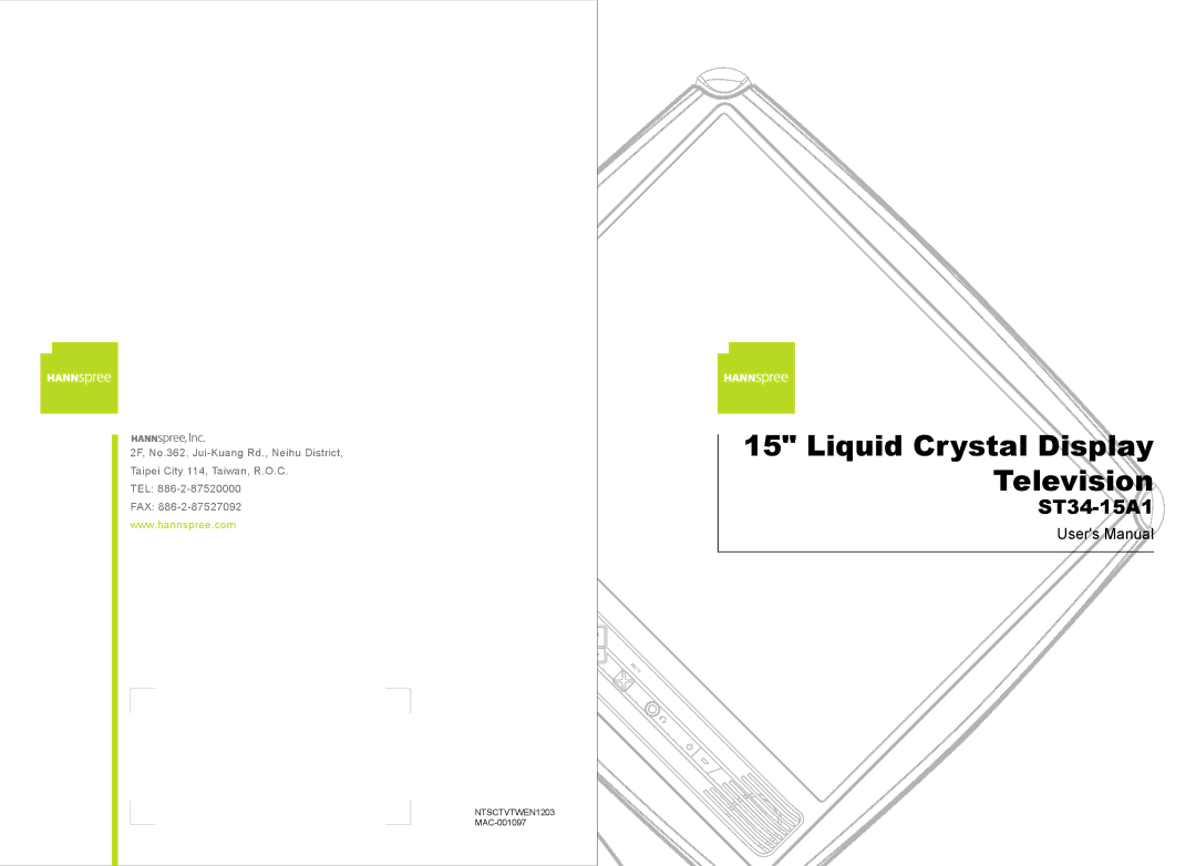 HANNspree ST34-15A1 user manual Liquid Crystal Display Television 