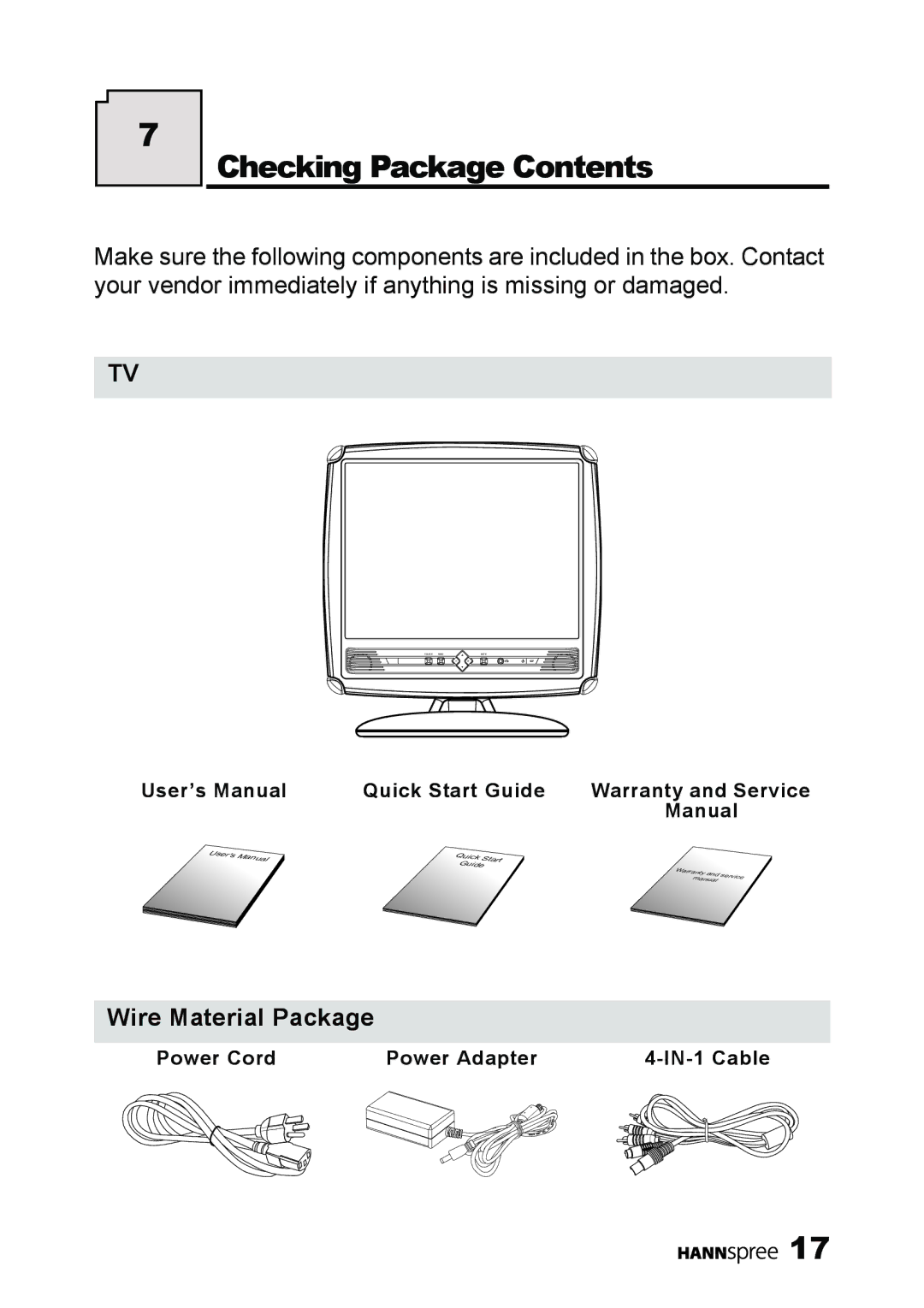 HANNspree ST34-15A1 user manual Checking Package Contents 