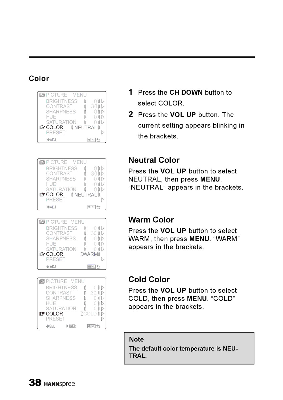 HANNspree ST34-15A1 user manual Neutral Color 