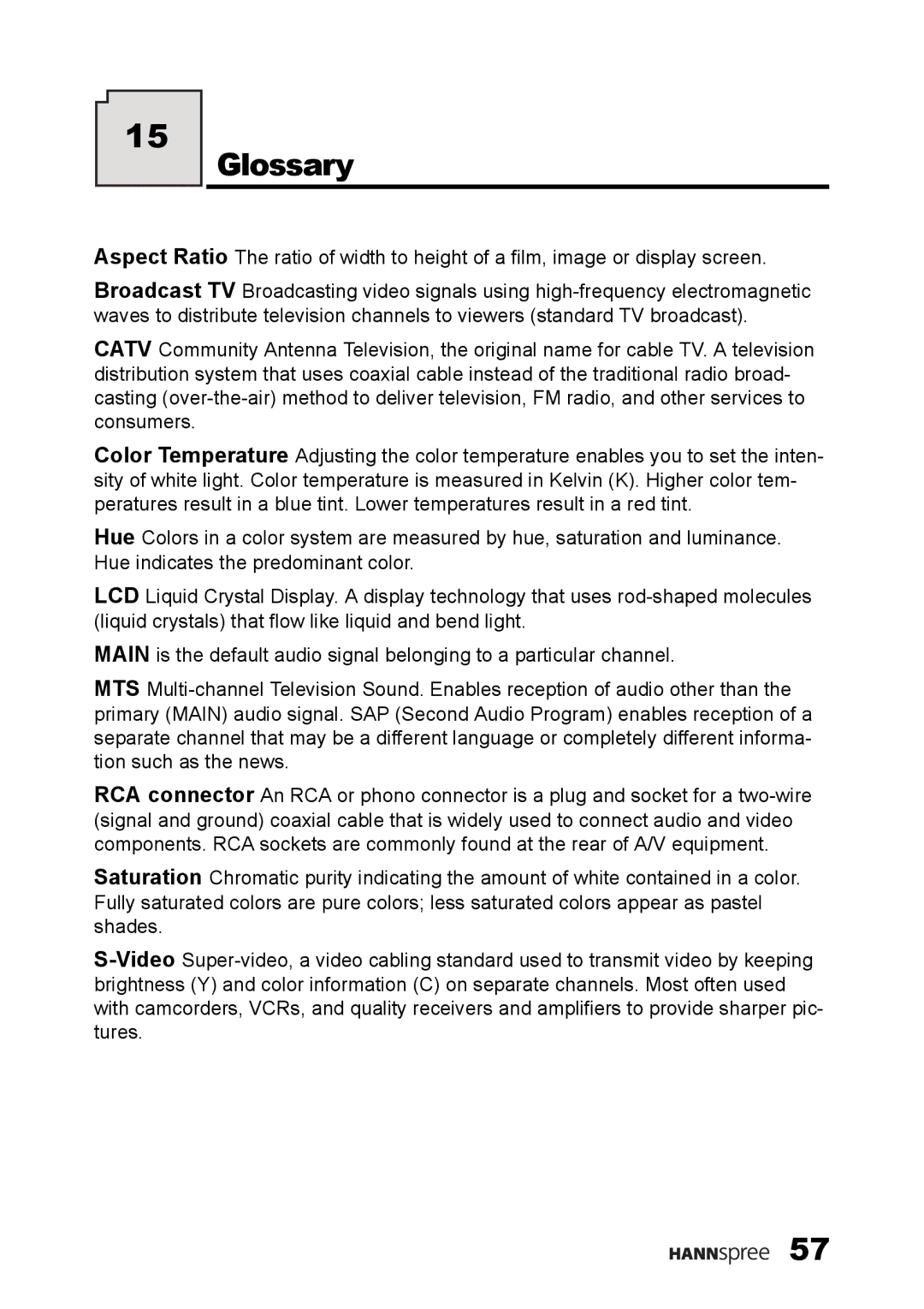 HANNspree ST34-15A1 user manual Glossary 